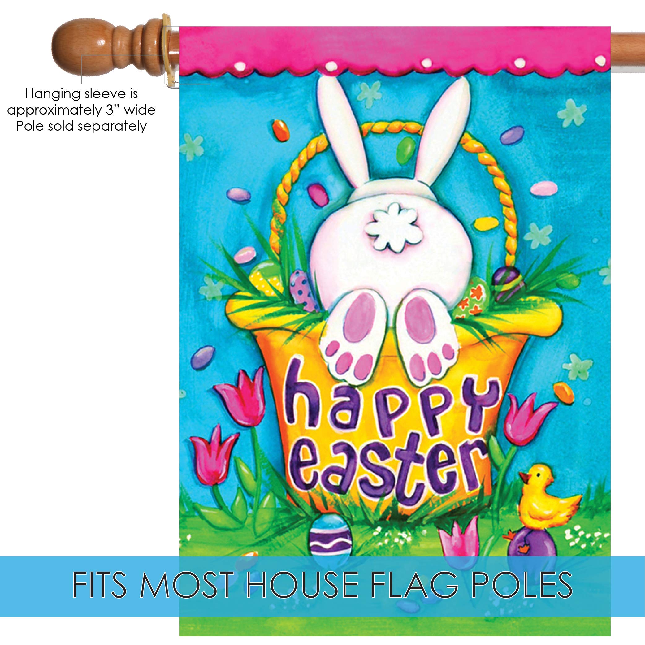 Toland Home Garden 102610 Bunny Tail Easter Flag - 28x40 Inch Double Sided Outdoor Decorative Flag for Spring, Yard, Garden, and House Decor | Perfect for Easter Celebrations, Front Porch, and Holiday Festivities