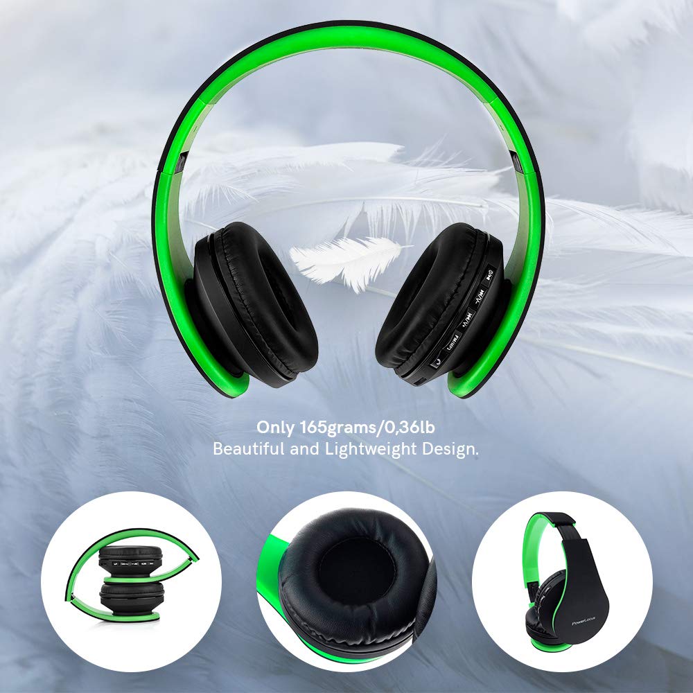 PowerLocus Rose Gold Wireless Bluetooth Headphones with Noise Cancellation - Premium Sound Quality for Gym, Running, Travel & Work (Black/Green)