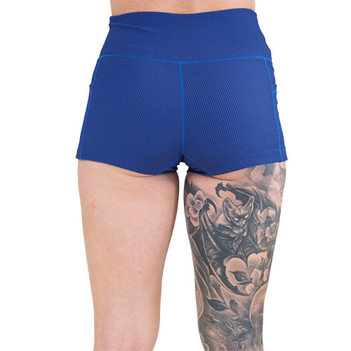 Men's Ribbed Navy Shorts - Comfortable Stretch Fit for Gym, Running & Casual Wear
