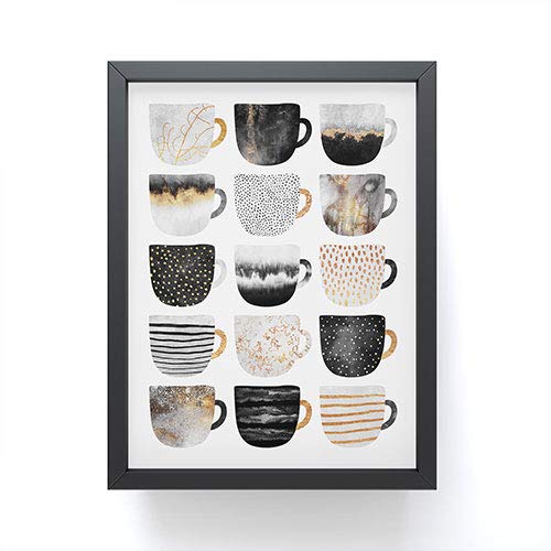 Elisabeth Fredriksson Pretty Coffee Cups 3 Mini Art Print - Black Framed Wall Decor for Kitchen, Dining Room & Coffee Shop
