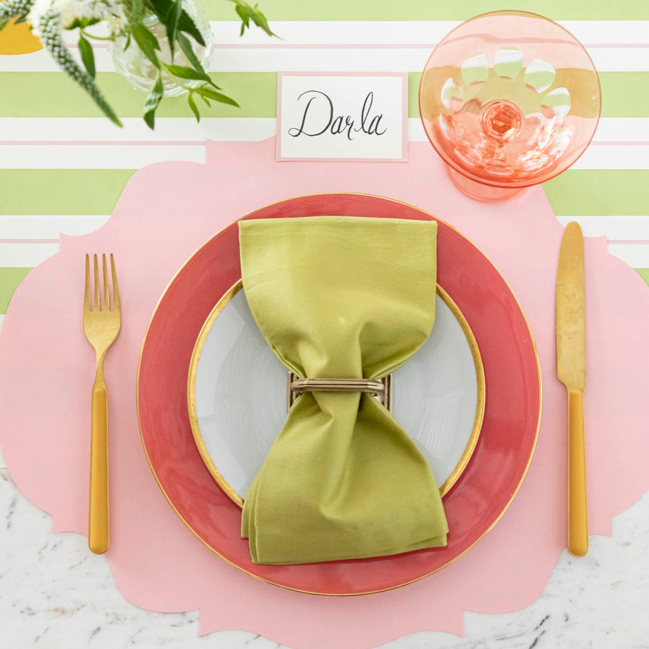 Elegant Pink French Frame Die-Cut Placemat for Dining Table - Perfect for Home Decor, Parties, and Special Occasions