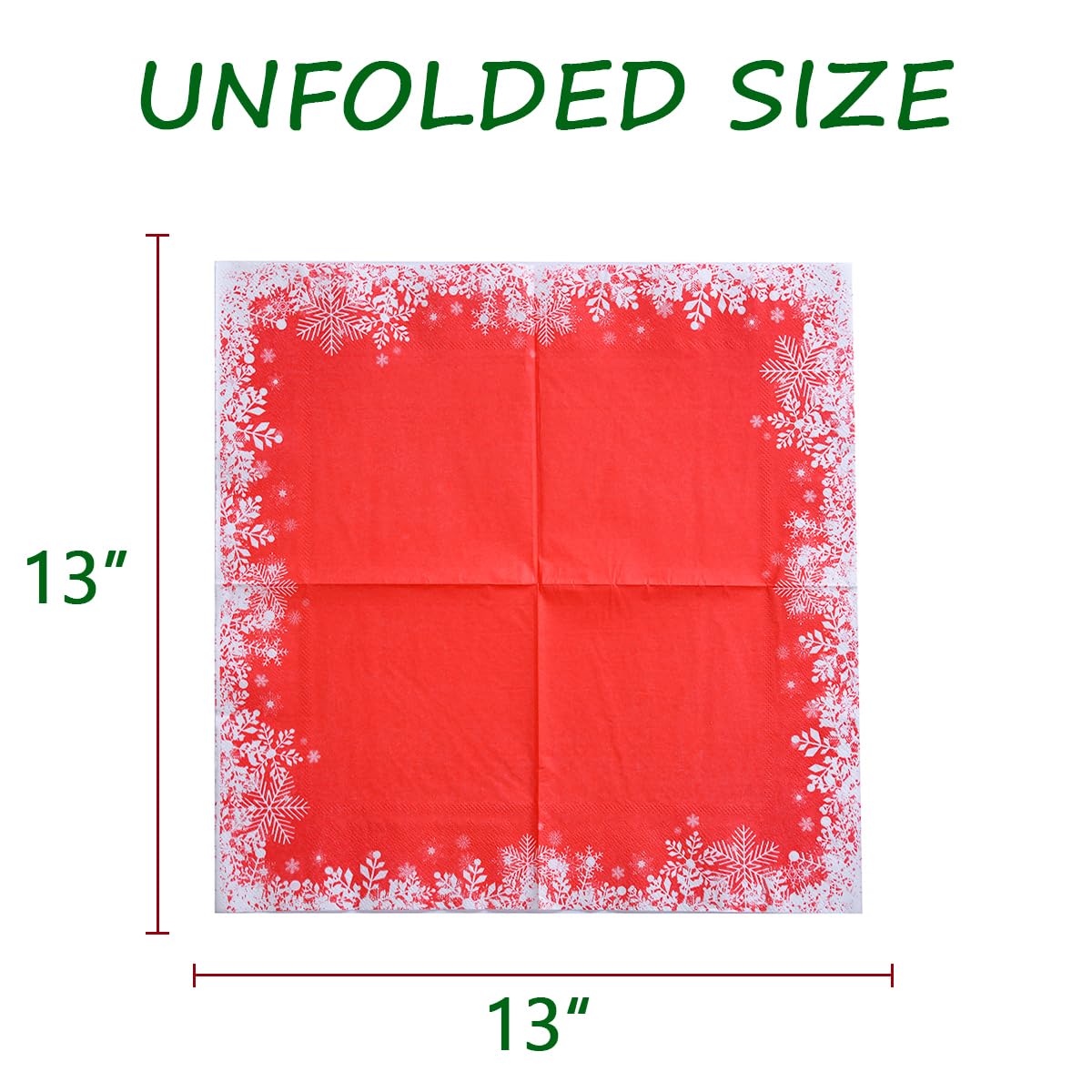 GGBOY 80-Pack Christmas Snowflake Paper Napkins - Disposable Holiday Cocktail & Dinner Napkins for Christmas Parties, Winter Gatherings & Decoupage Crafts