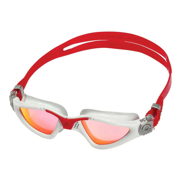 AquaSphere Kayenne Active Adult Swim Goggles - Grey/Red Iridescent Lens for Competitive Swimming & Training | UV Protection & Anti-Fog Technology