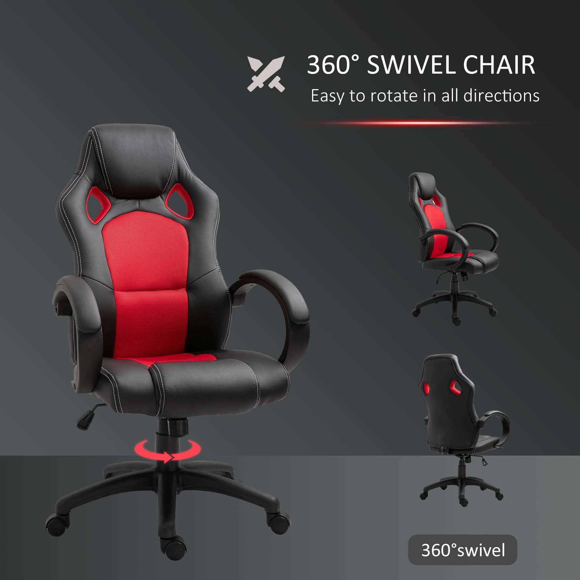 High Back Racing Style Office Gaming Chair - Adjustable Swivel Seat, Ergonomic Faux Leather Computer Desk Chair for Work & Gaming - Available in 3 Colors (Black/Red/Blue) - Perfect for Home Office, Gaming Setup & Streaming Studio