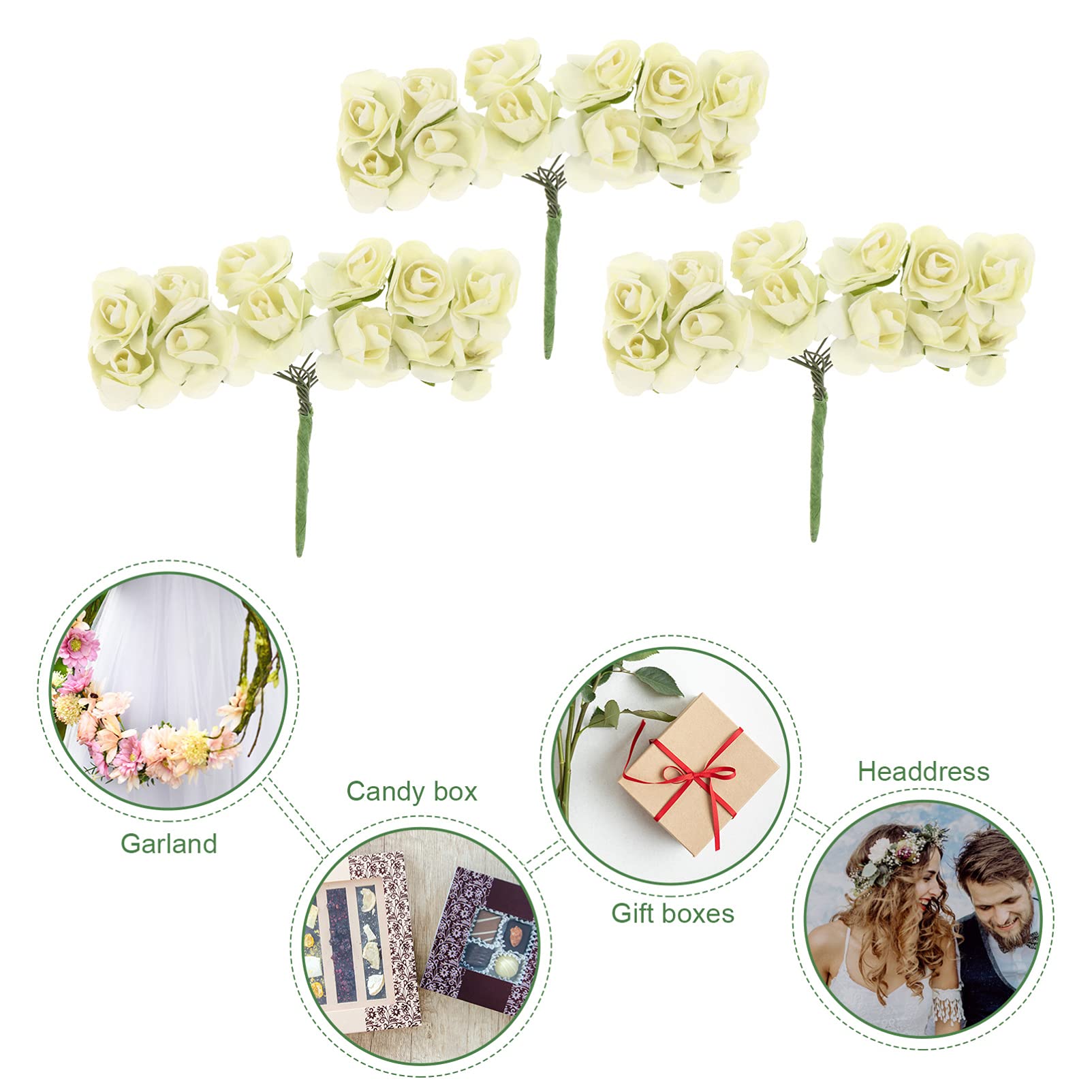 Healifty 144 Pcs Mini Paper Rose Flowers - Artificial Paper Roses for Wedding Decor, Bridal Shower, Baby Shower & Party Decorations - DIY Floral Arrangements, Table Centerpieces & Home Decoration