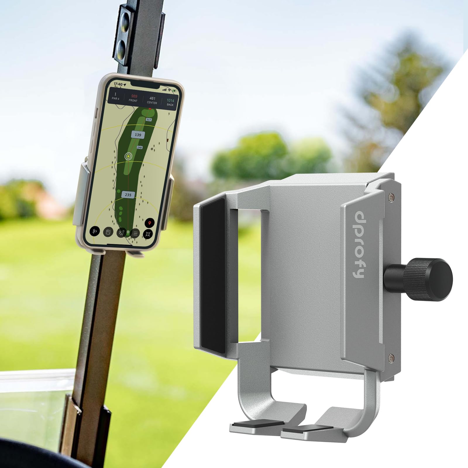 Dprofy Strong Magnetic Golf Cart Phone Holder - Universal Smartphone Mount for iPhone, Samsung & More - Compatible with Thick Cases & Ring Holders (Grey) | Perfect for Golfing, Driving & Outdoor Activities