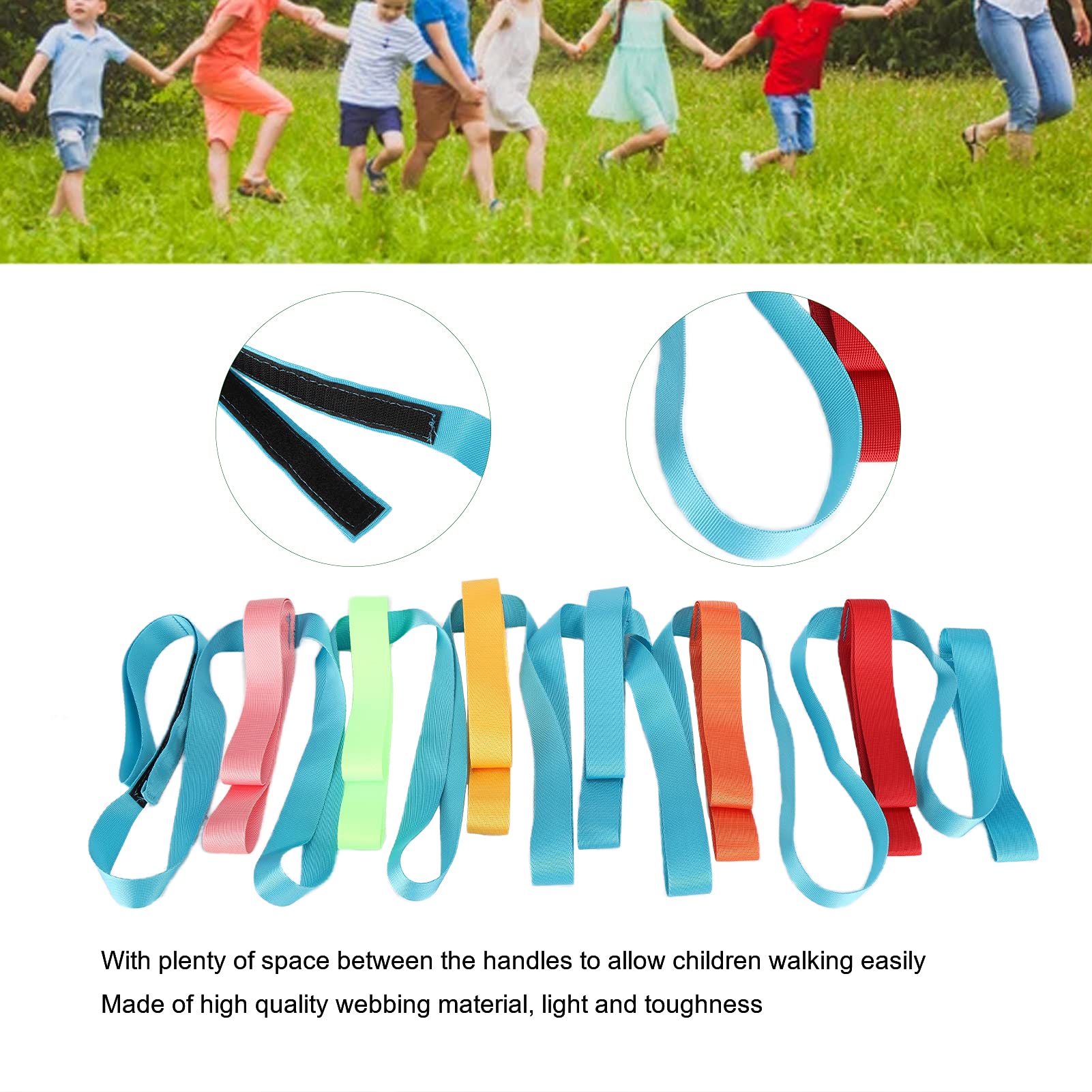 **Kids Anti-Lost Walking Rope with Colorful Handles - Safety Walking Line for Preschool, Daycare & Toddlers - Perfect for School Outings, Field Trips & Outdoor Activities**