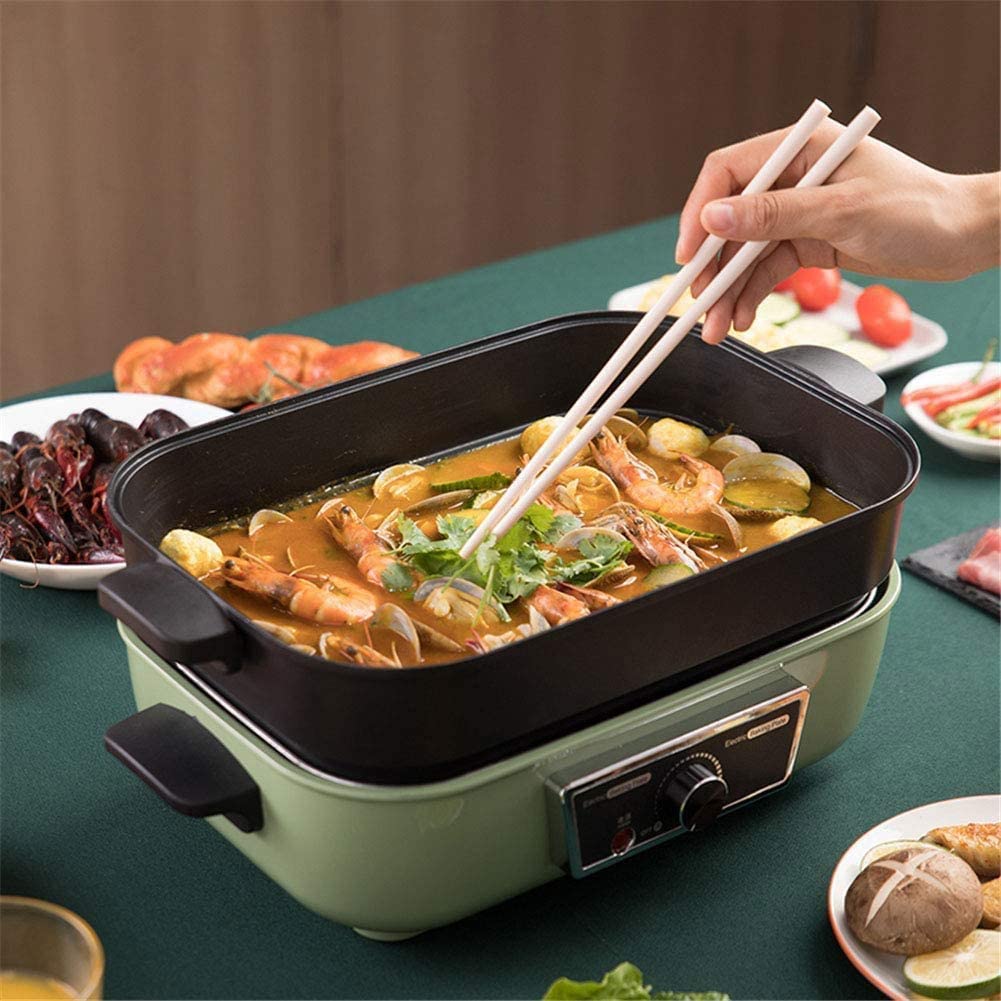 2-in-1 Electric Charcoal Grill & Hot Pot Combo - Indoor/Outdoor BBQ Grill with Integrated Cooker - Perfect for Backyard Parties, Camping & Family Gatherings (Green)