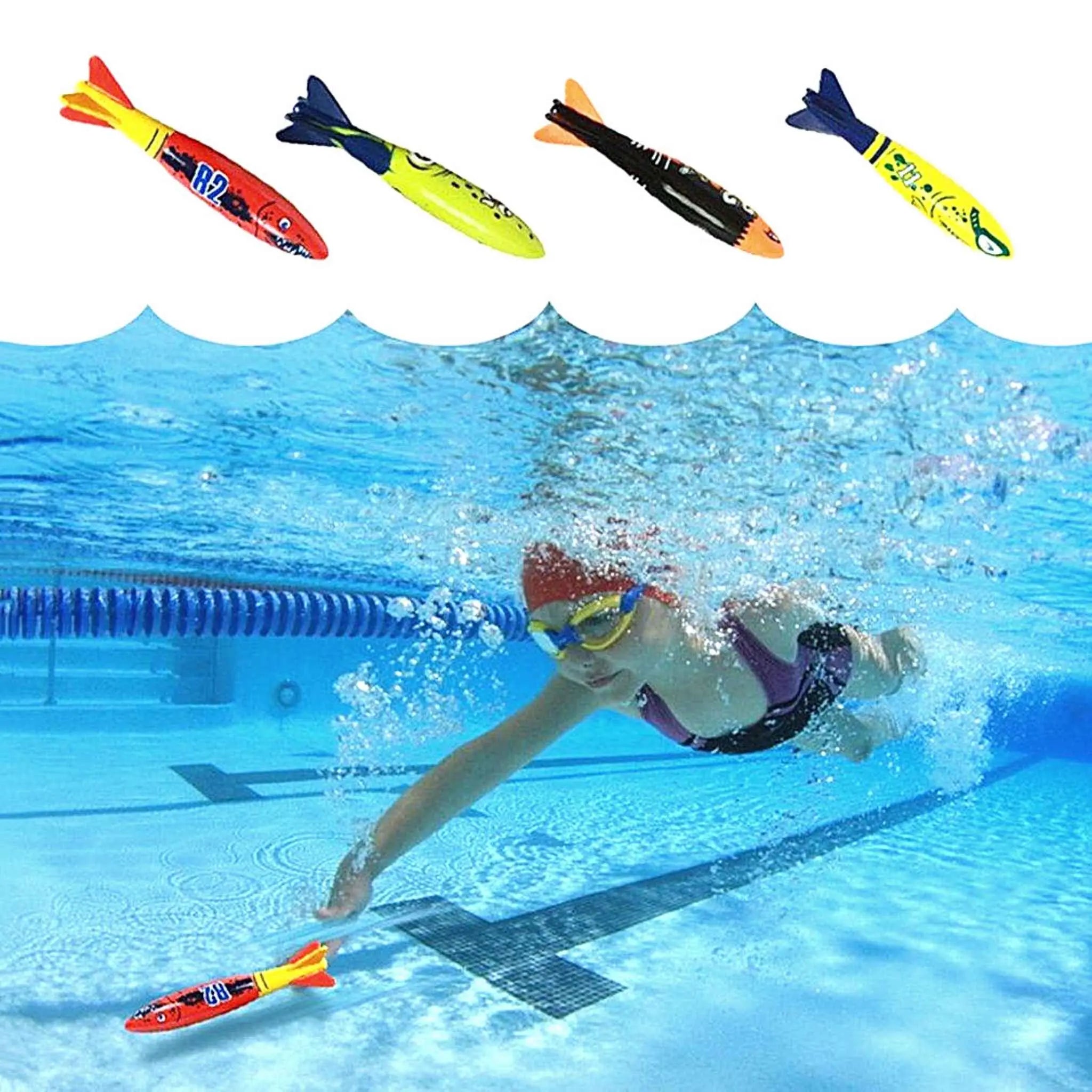 Best Kids Torpedo Swimming Toys for Pool & Beach - Fun Diving Swim Torpedo for Children - Perfect for Summer Water Games, Swimming Lessons & Outdoor Play