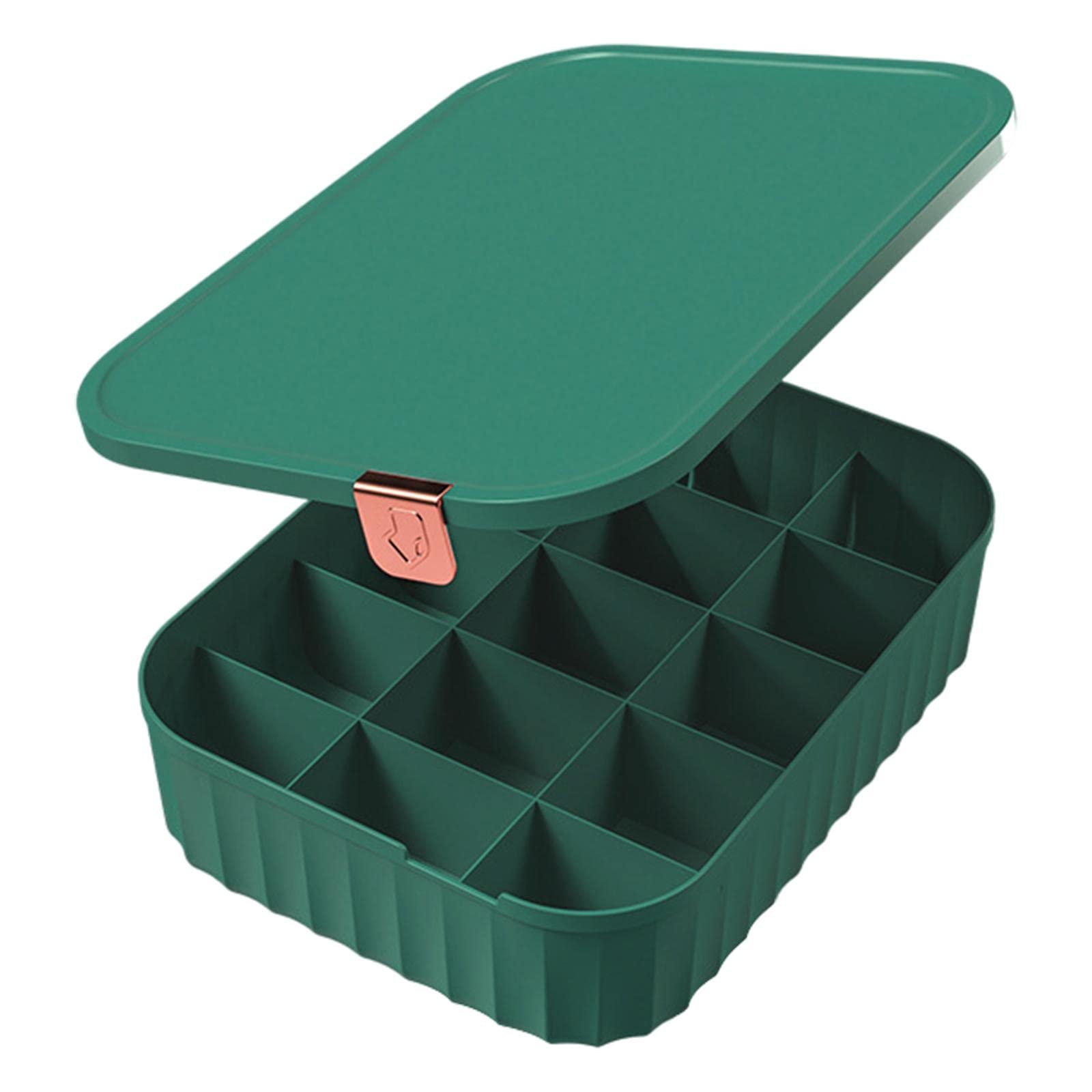 MagiDeal 10/15 Grid Organizer Storage Box - Multi-Purpose Closet & Jewelry Organizer for Women & Girls - Perfect for Ties, Accessories, Socks & Small Items - 15 Grids Green - Ideal for Bedroom, Closet & Travel Organization