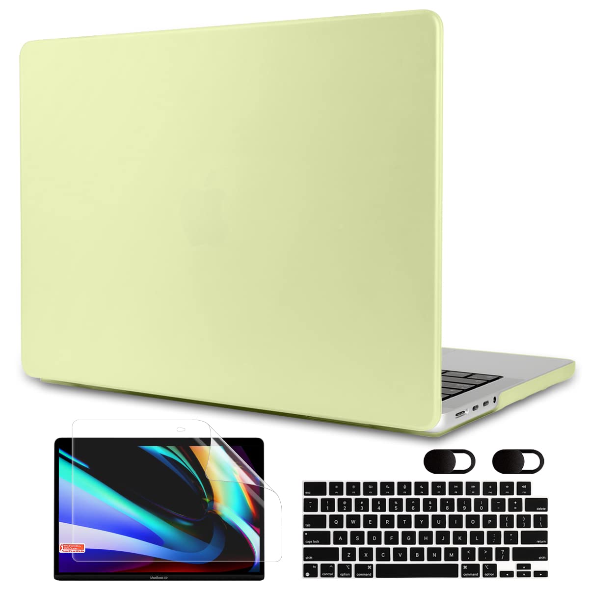 Premium Hard Shell Case for MacBook Pro 14 inch (2021-2023 Models A2779/A2442 M1/M2 Pro/Max) with Touch ID - Includes Keyboard Cover & Screen Protector in Cream Yellow | Shockproof Protection for Work, Travel & Daily Use