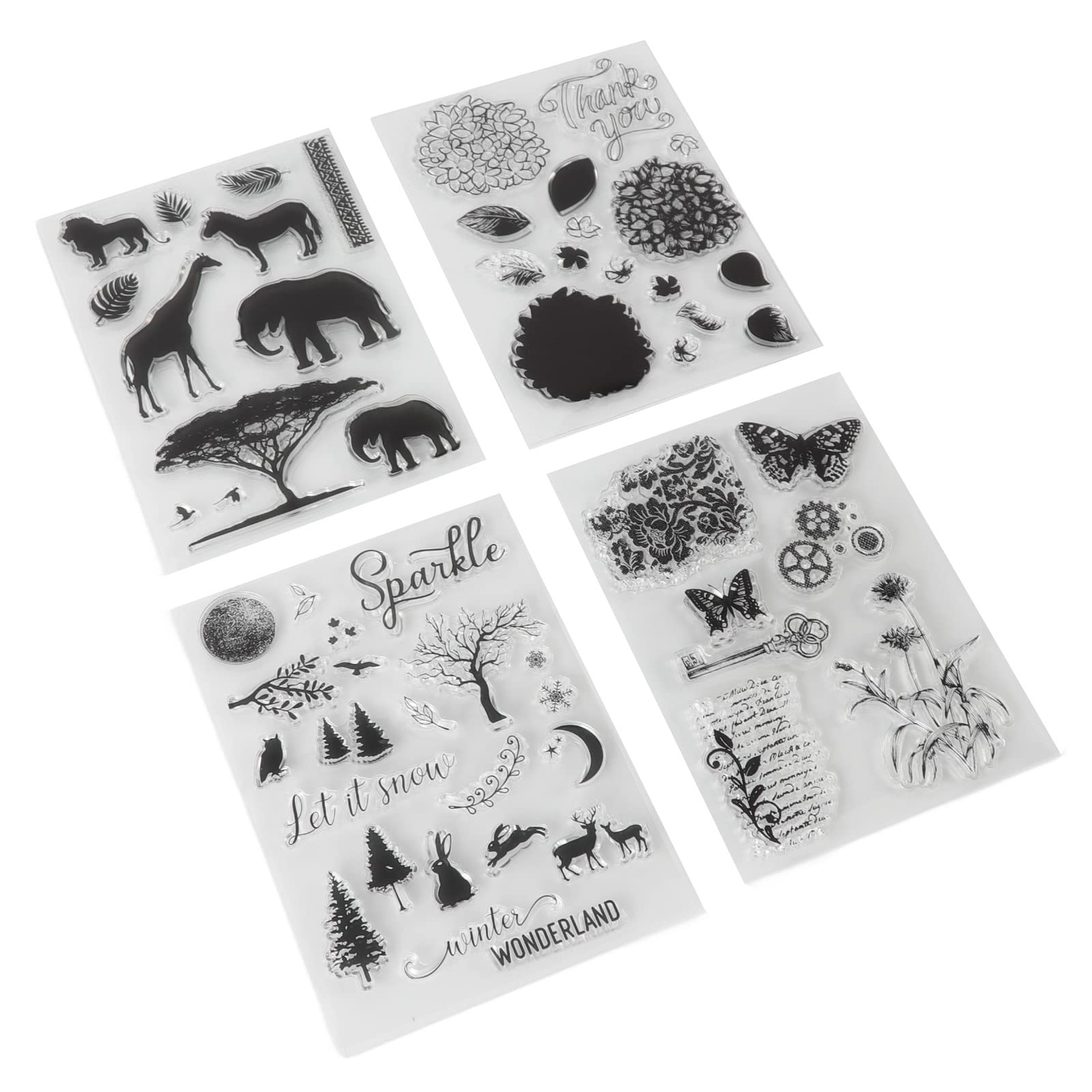 4Pcs Clear DIY Embossing Stamps for Scrapbooking & Crafts
