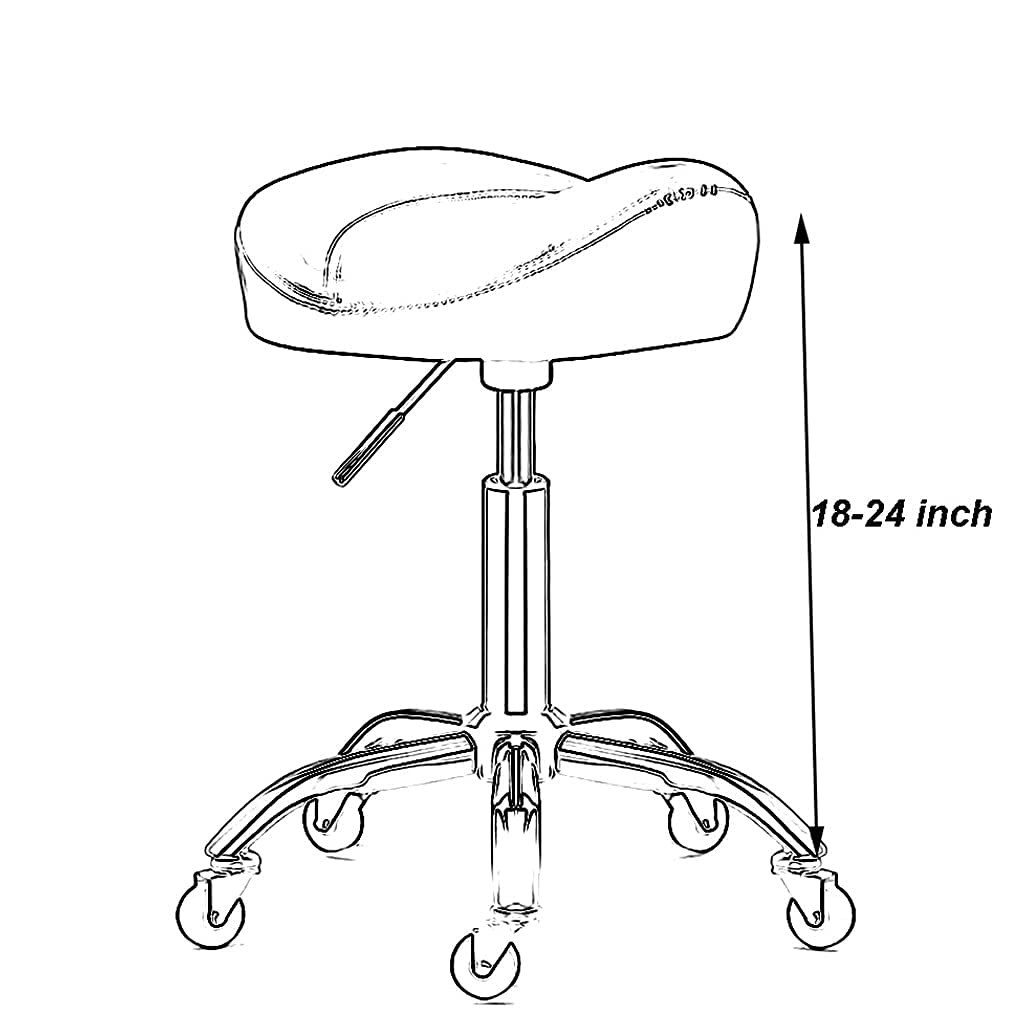 ESNY Hydraulic Adjustable Saddle Stool - Ergonomic Rolling Massage Chair for Salon, Spa & Clinic - Swivel Drafting Seat with Comfortable Cushion (Gold) - Perfect for Hair Stylists, Tattoo Artists & Therapists