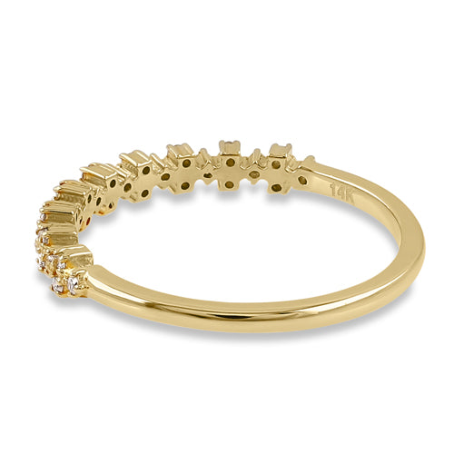 14K Yellow Gold Half Eternity Diamond Ring for Women - Sparkling Wedding Band, Anniversary Gift, Engagement Jewelry - Perfect for Bridal, Romantic Occasions & Special Celebrations