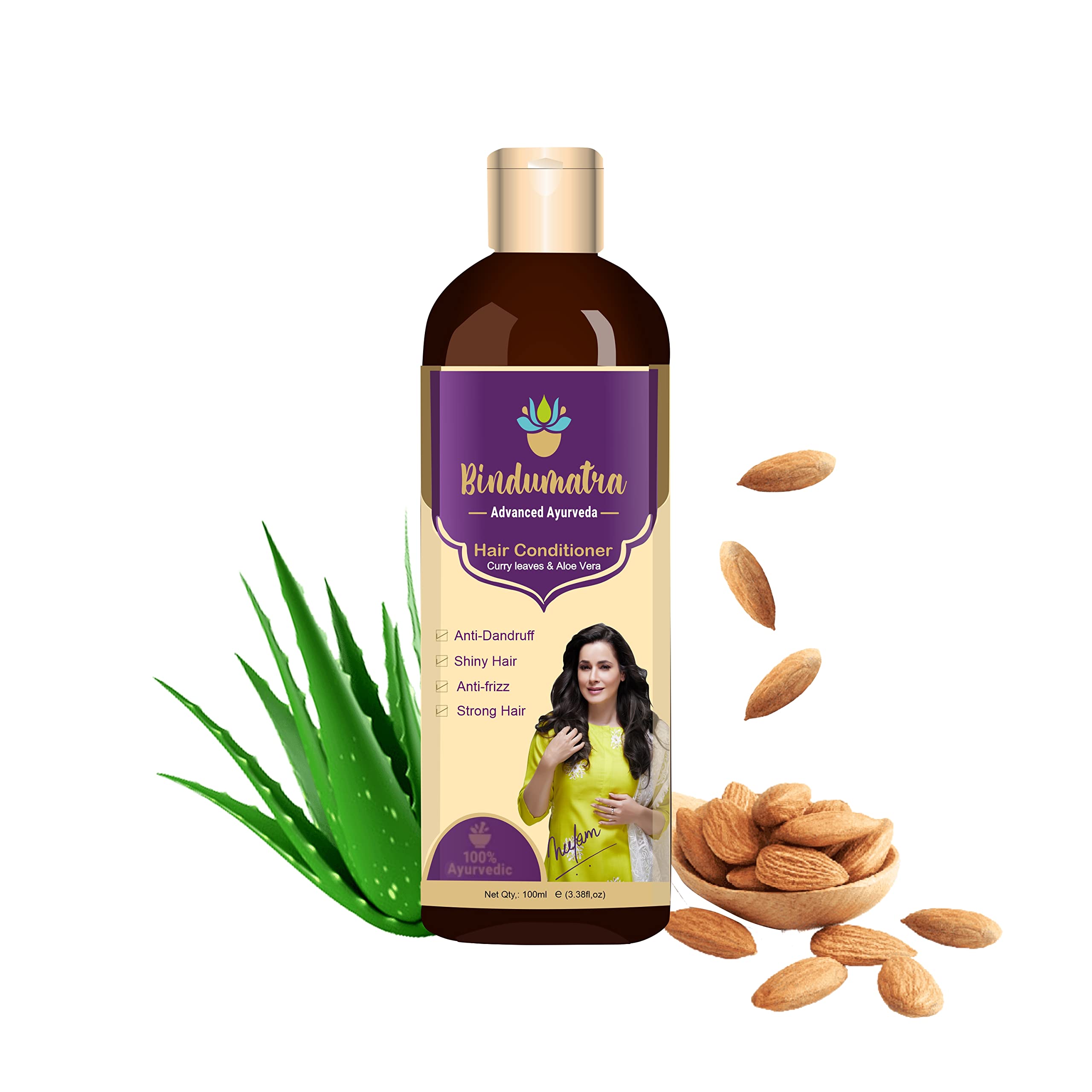 **Bindumatra Curry Leaves & Aloe Vera Hair Conditioner – 100% Ayurvedic & Organic, Anti-Dandruff, Frizz Control, Shine Boost – For Men & Women (100ml) | Perfect for Dry, Damaged Hair & Scalp Care**