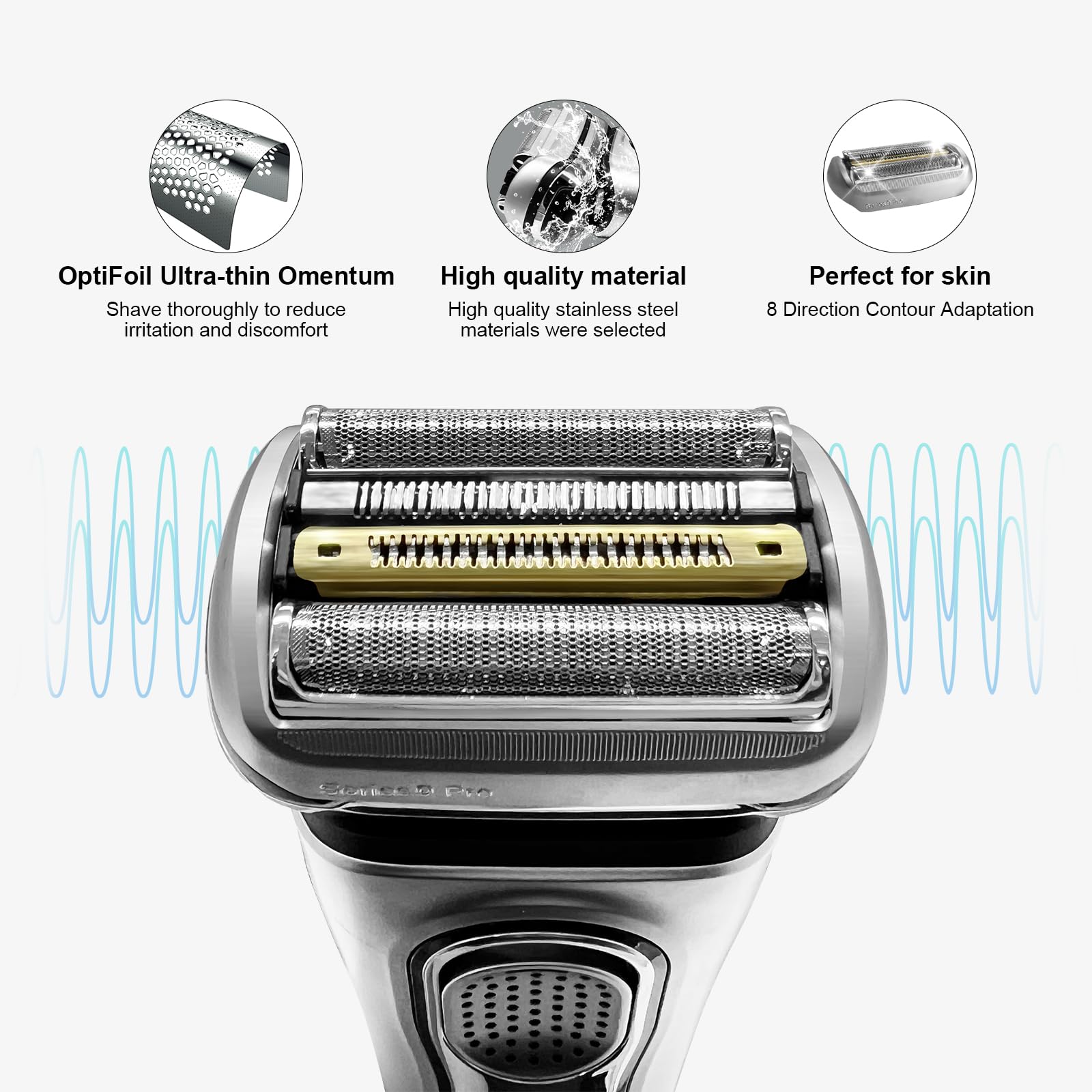 2 Pack 94M Electric Replacement Shaver Heads - Compatible with Braun Series 9 Pro & Series 9 Razors (Silver) - Perfect for Travel & Daily Shaving