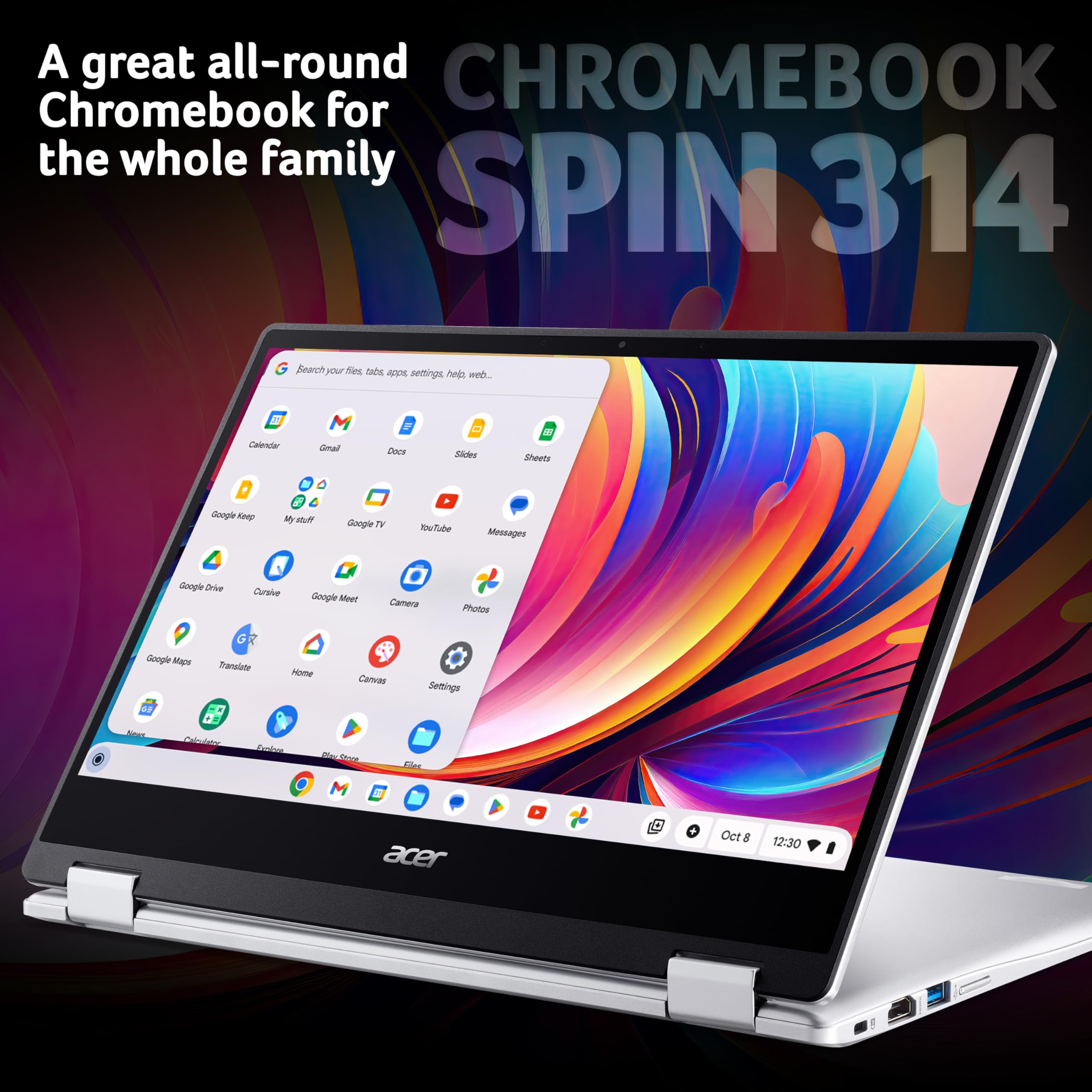 Acer Chromebook Spin 314 CP314-1H Convertible Laptop - Intel Celeron N4500, 4GB RAM, 64GB eMMC, 14
