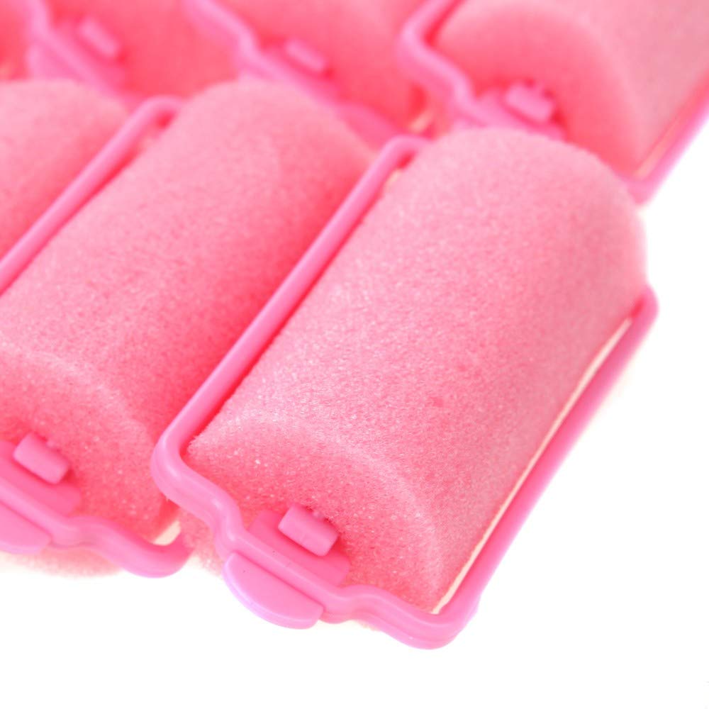 12pcs Magic Sponge Foam Hair Rollers - Pink Styling Curlers for Salon & Home Use, Soft Twist Tools for Voluminous Curls (Great for Parties, Weddings & Daily Styling)
