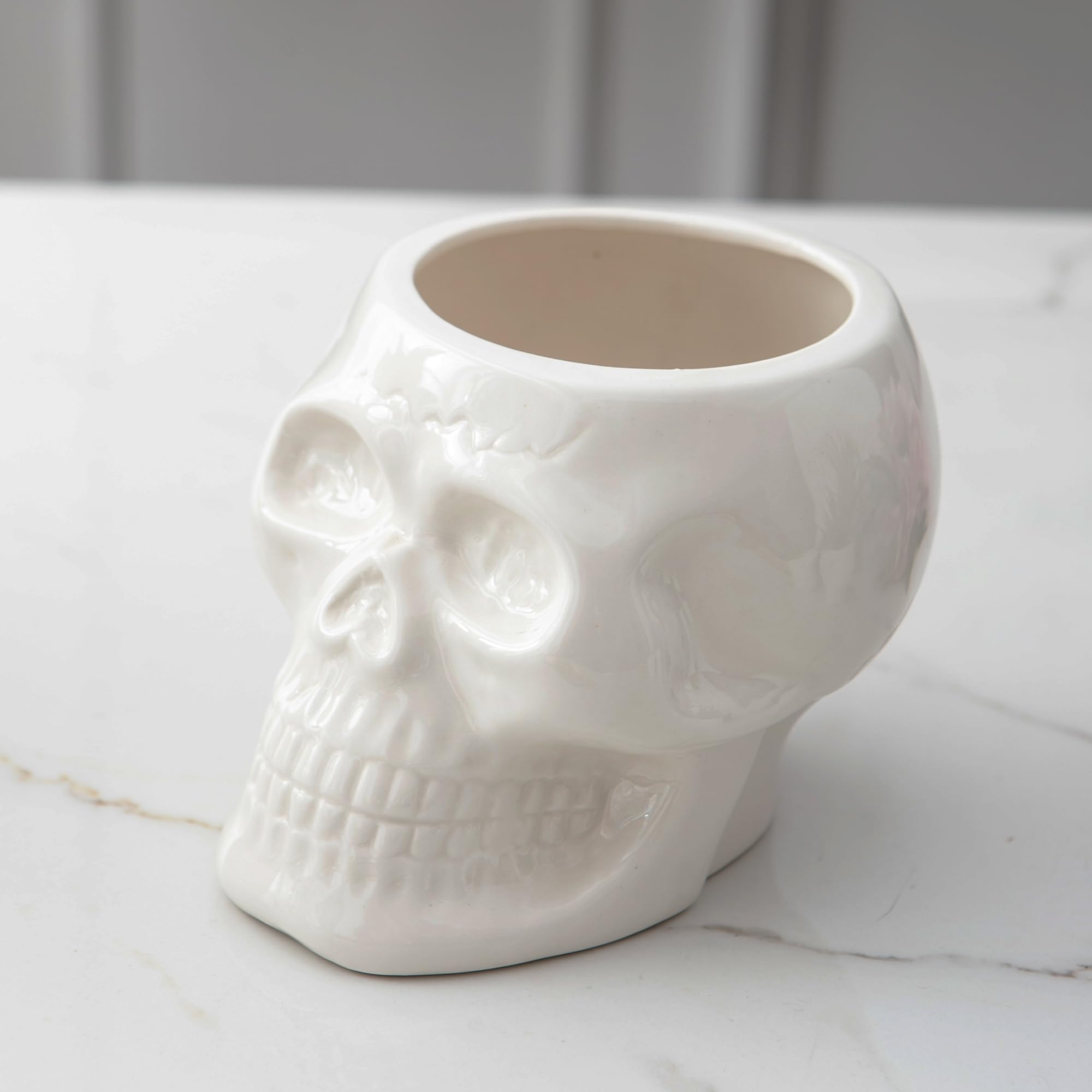 Skull Planter Pots & Skeleton Vase for Succulents & Flowers | Gothic Table Centerpiece | Punk Home Decor | Halloween & Day of The Dead Decorations - White | Perfect for Goth Home Decor, Halloween Parties & Succulent Displays