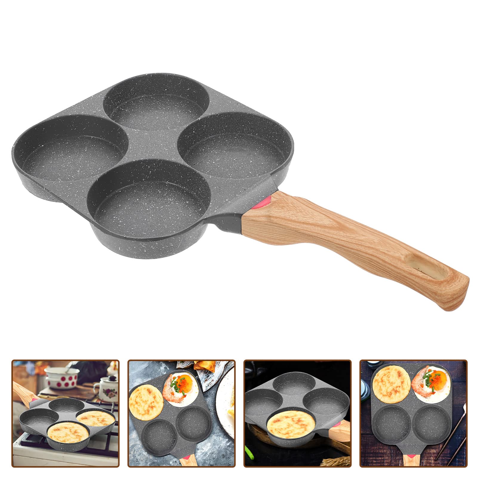 **Beavorty 4-Hole Nonstick Burger Pan - Divided Grill & Muffin Pan for Eggs, Breakfast Skillet, Poached Eggs Maker - Perfect for Burgers, Sandwiches & Healthy Cooking (Water-Based Coating)**