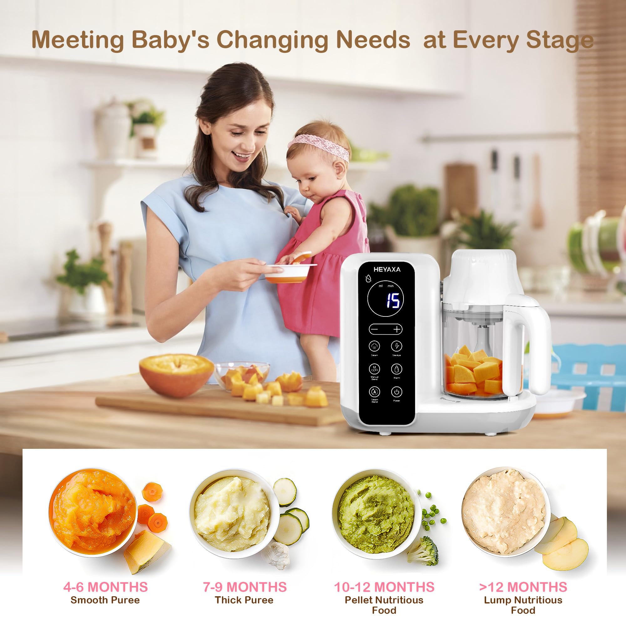 Automatic Baby Food Maker & Processor with Cooking, Grinding & Steaming - Self-Cleaning Puree Blender, BPA Free (White) - Perfect for Homemade Baby Food & Healthy Toddler Meals