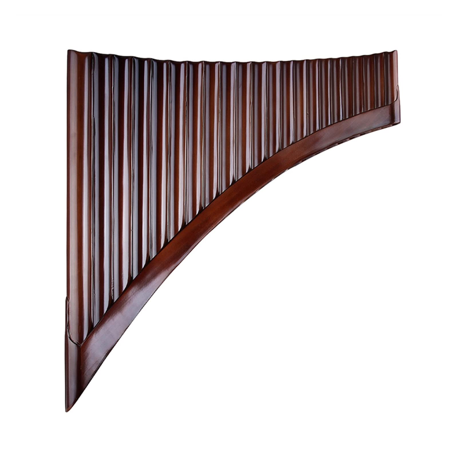 Professional 22-Pipe Pan Flute in C Key - Brown Handmade Folk Woodwind Instrument for Music Performances & Cultural Events