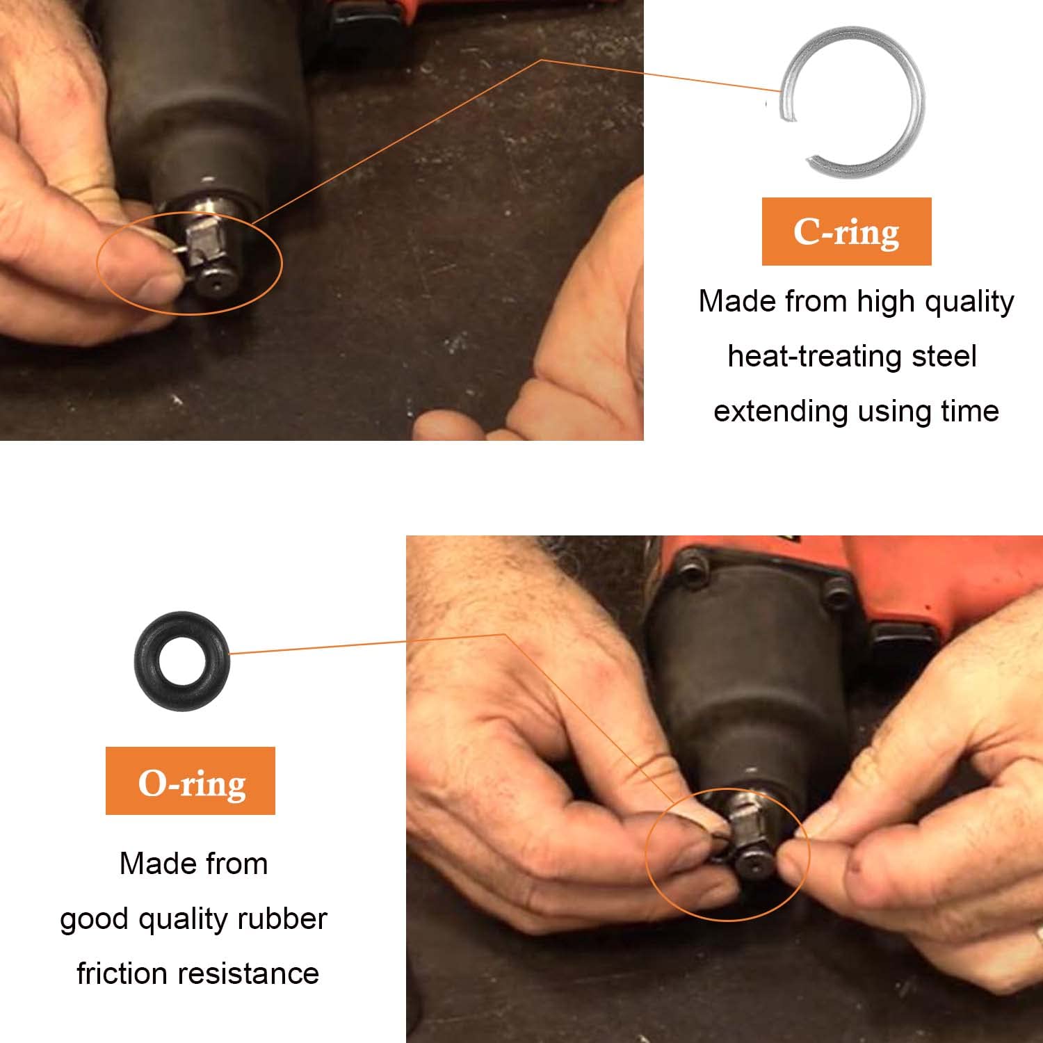 3/8 Inch Impact Socket Retaining Ring Clip with O-Ring & Installation Tool - Compatible with Milwaukee Brushless Impact Wrench - Perfect for Automotive Repairs & DIY Projects