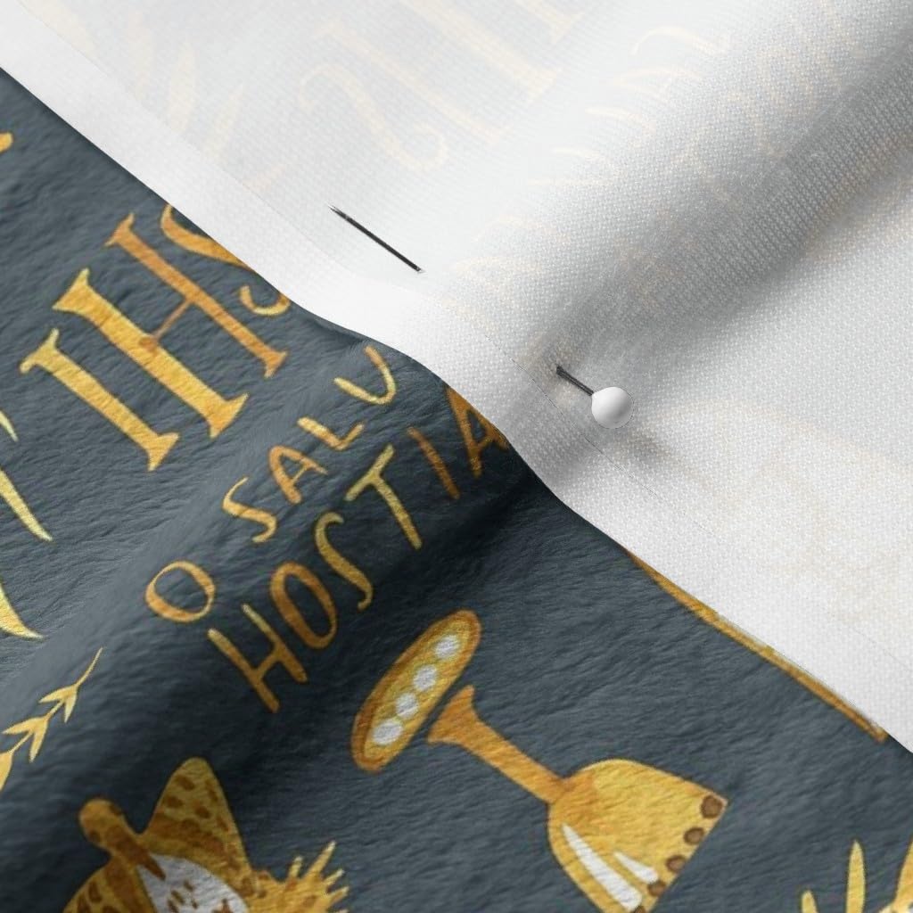 Spoonflower Adoration Charcoal Grey Monstrance Printed Minky Fabric by The Yard - Soft Plush Fabric for Baby Blankets, Quilt Backing, Sewing Projects & DIY Crafts - Perfect for Nursery Decor, Gift Making & Home Decor Projects