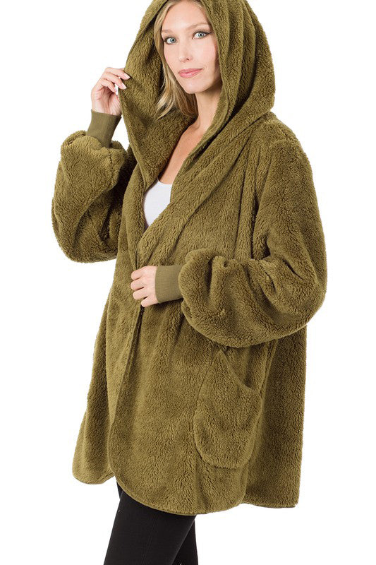 Ultra Soft Faux Fur Hooded Sweater with Pockets - Cozy Winter Pullover for Women, Warm Fleece-Lined Hoodie for Outdoor Activities and Lounge Wear