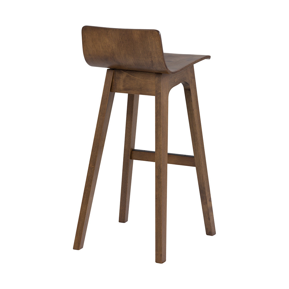 AVA Bar Stool - Solid Walnut Wood Counter Height Stool with Backrest - Perfect for Kitchen Island, Breakfast Nook & Home Bar Decor