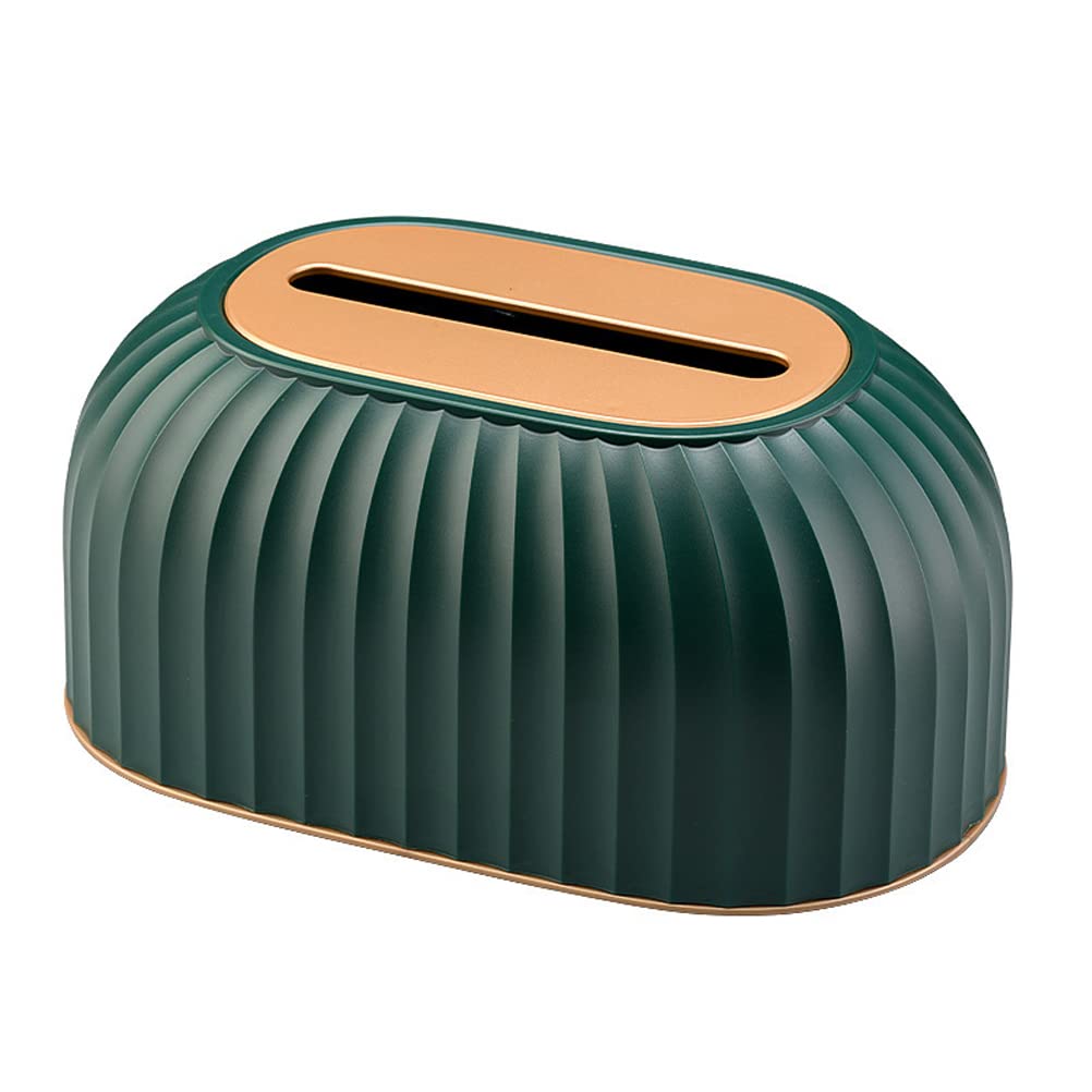 TPROM Striped Plastic Tissue Box Holder with Spring-Automatic Lifting - Elegant Napkin Storage for Living Room, Bedroom & Office Decor
