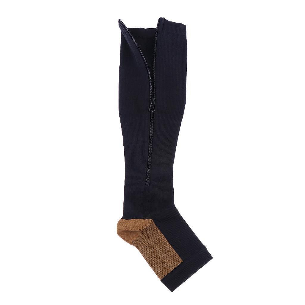 Zippered Medical Compression Socks for Women & Men - 20-30 mmHg Graduated Support - 1 Pair Zipper Stockings for Circulation, Swelling, Travel & Recovery