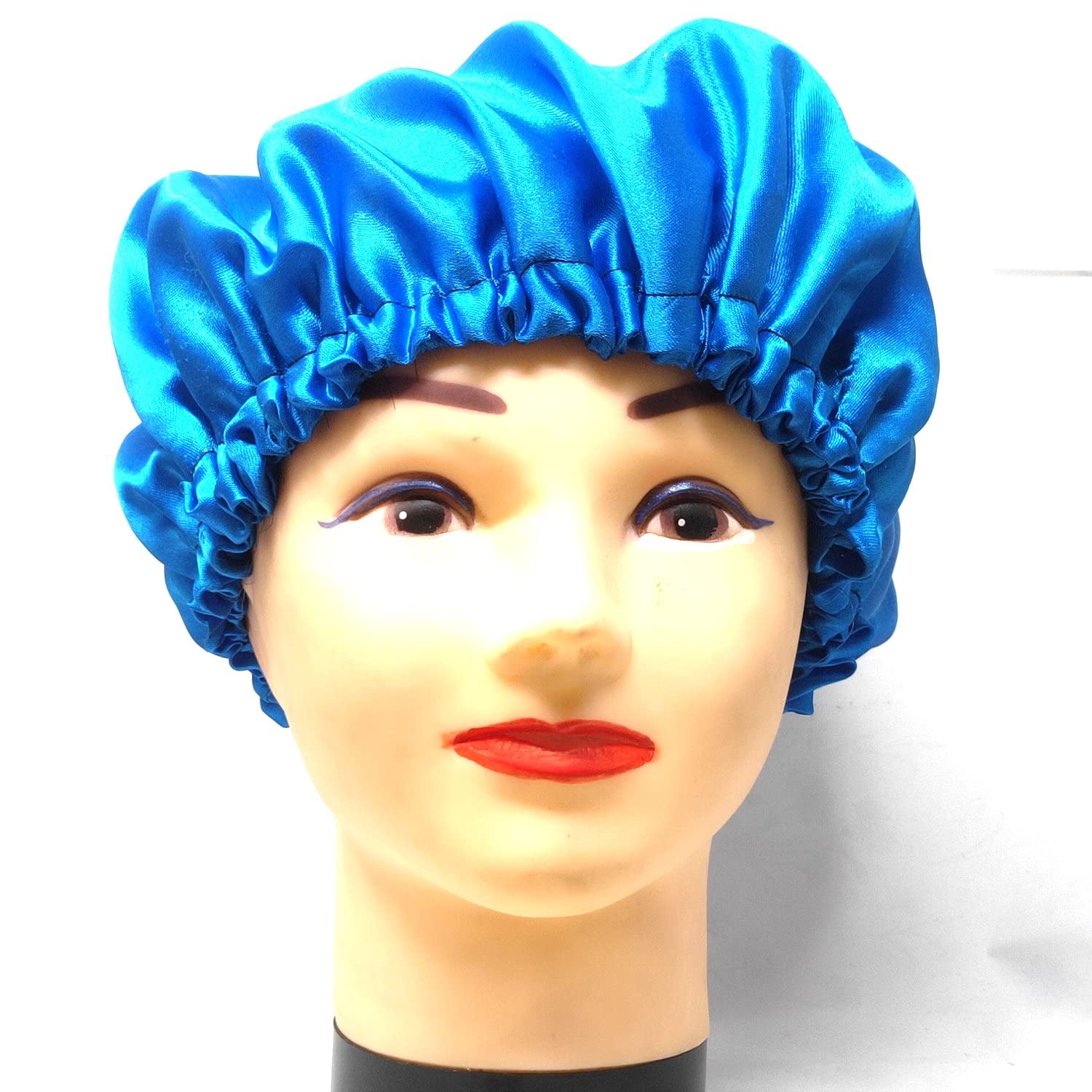 Anokhi Ada Dual Layer Satin Bonnet for Girls & Women - Navy Blue Hair Bonnet for Sleeping, Protective Silk Bonnet for Curly & Natural Hair - 36-02 (Great for Nighttime & Travel)