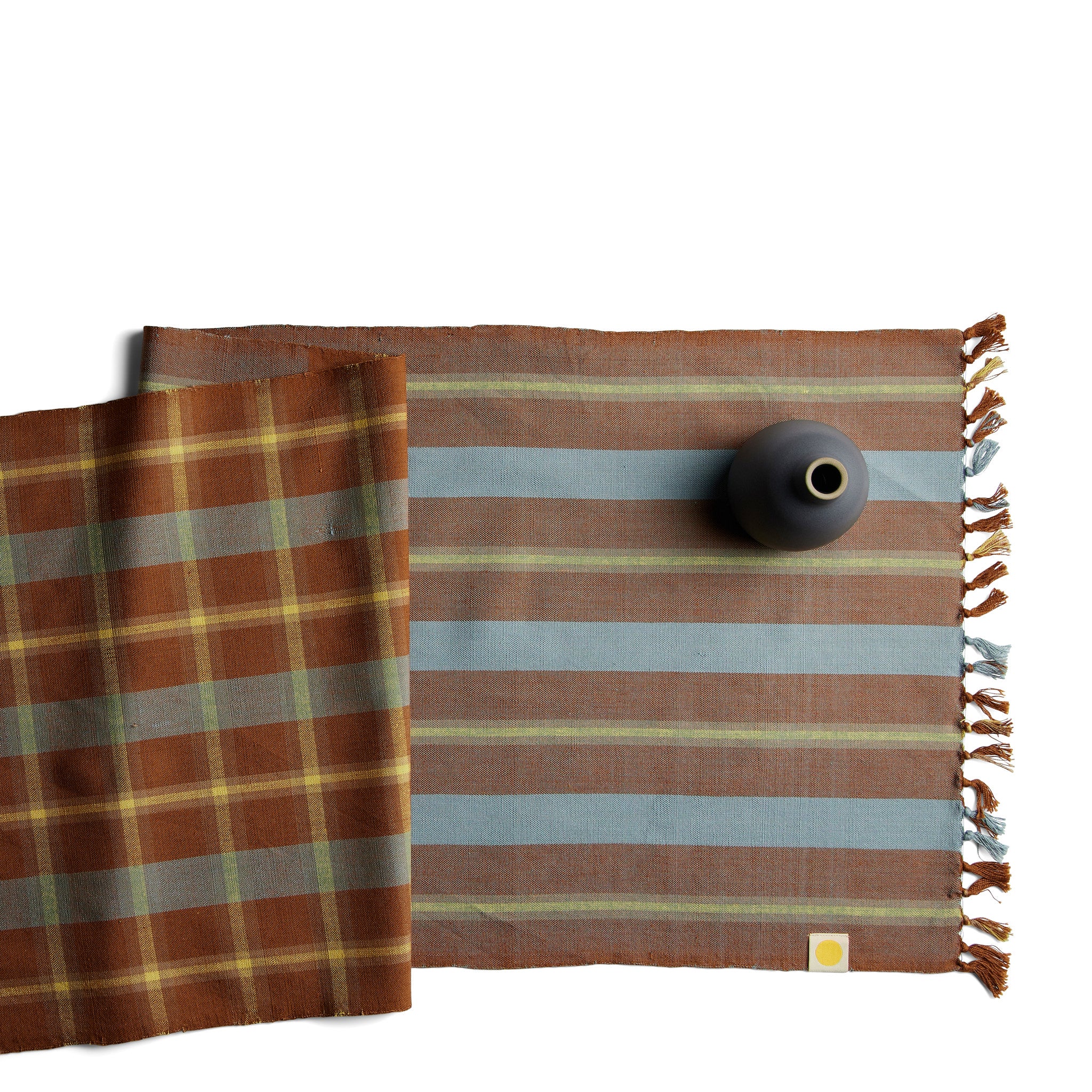 Bonnie Plaid Table Runner in Luna - Elegant Farmhouse Dining Decor for Thanksgiving, Christmas & Holiday Parties