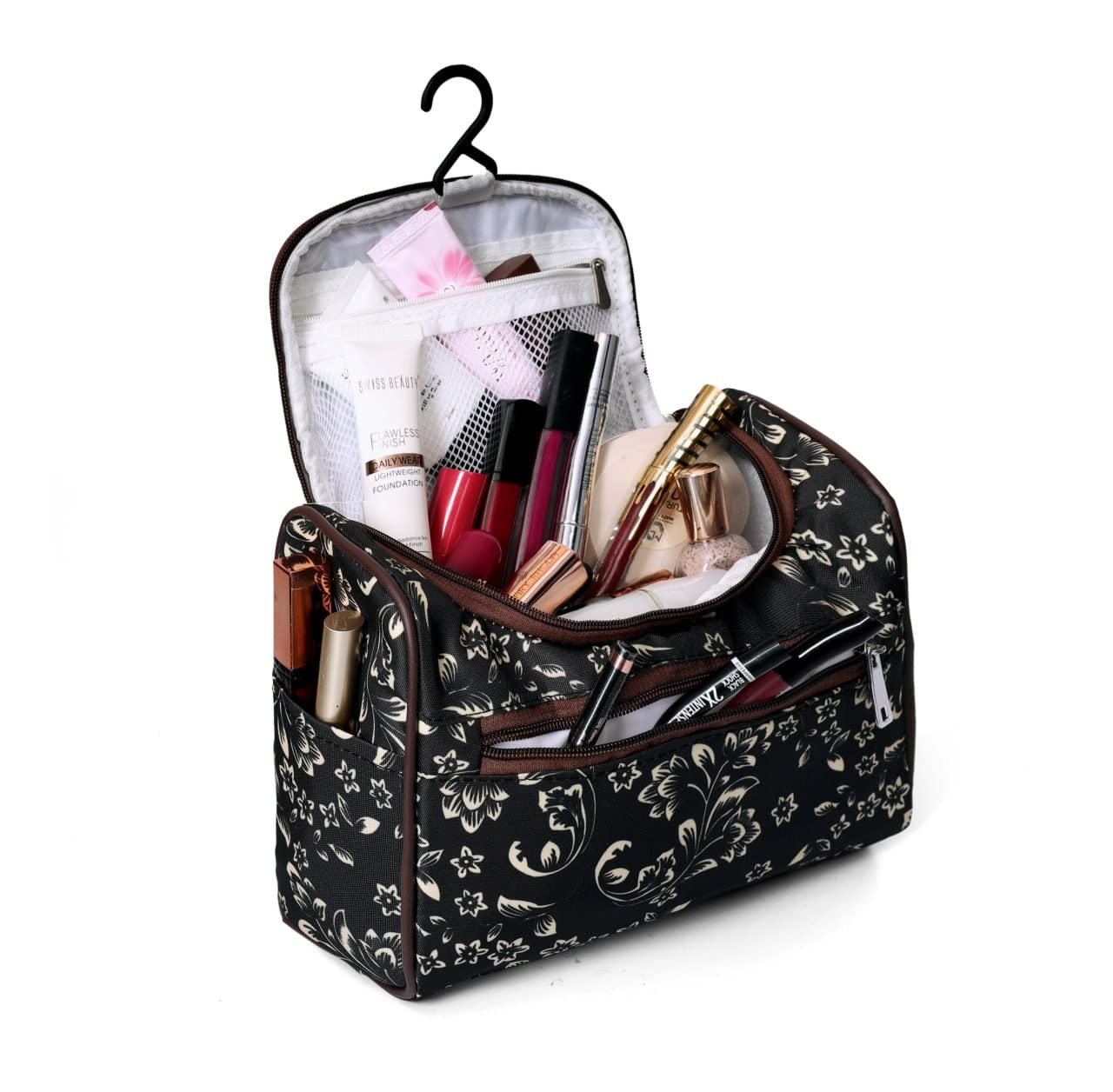 LIBAH Large Cosmetic Organizer Bag with Hook - Waterproof Makeup Travel Case for Women, Multi-Color & Design Options (1 Piece) - Perfect for Travel, Home Storage & On-the-Go Organization