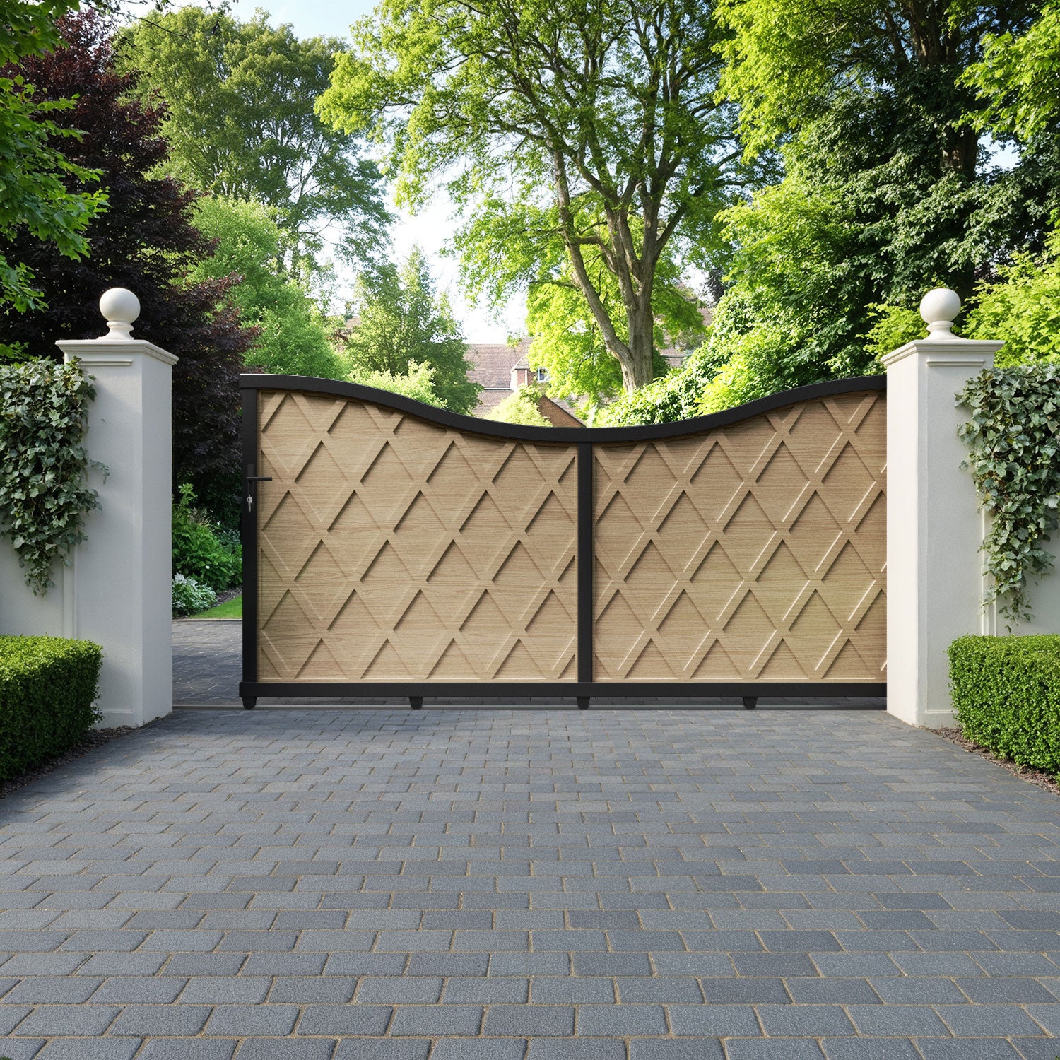 Ashfield Aluminum Sliding Driveway Gate - Low Profile, Middle Drive - Perfect for Residential & Commercial Security