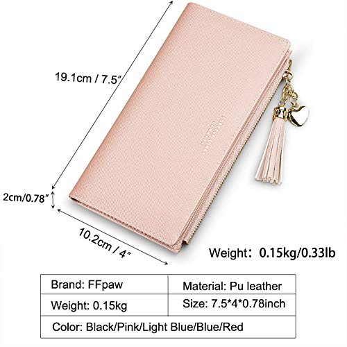 RFID Blocking Leather Wallet for Women - Slim Phone Clutch with Zipper Pocket & Credit Card Holder | Travel, Everyday Use & Gift for Ladies