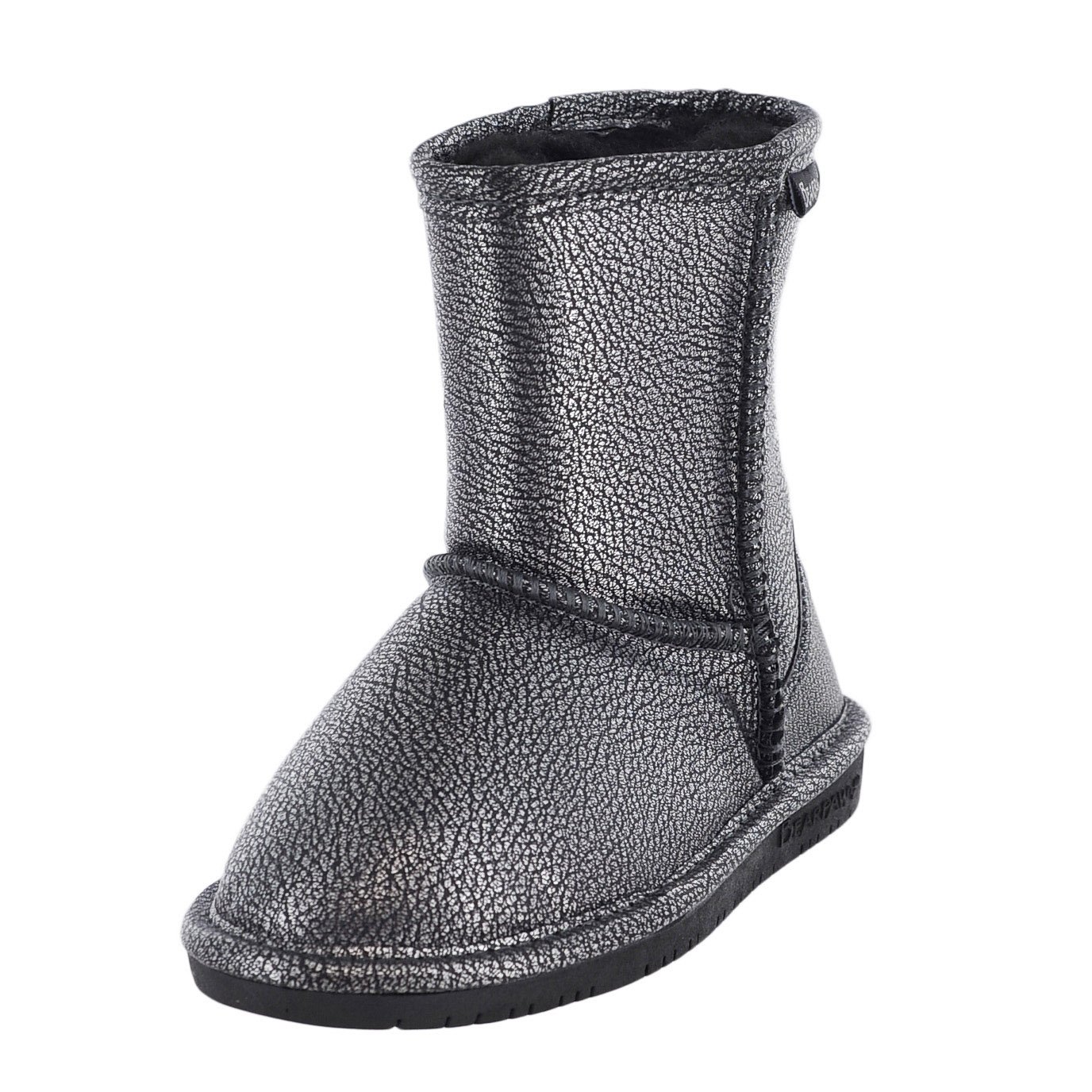 BEARPAW Emma Snow Boots for Girls - Waterproof Silver Suede Winter Boots with Non-Slip Rubber Sole | Size 9 Toddler M | Perfect for Snow Play, Outdoor Adventures & Cold Weather