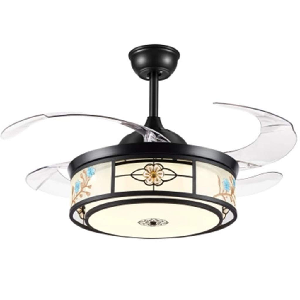Modern LED Ceiling Fan Light with Remote Control - Dimmable Invisible Fan Light for Dining Room, Bedroom & Living Room - Black Finish - Perfect for Home Cooling & Stylish Lighting