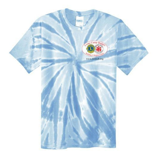 Lions Camp Badger Tie Dye T-Shirt with Color Logo - Soft Cotton Graphic Tee for Summer Camp, Music Festivals & Casual Wear