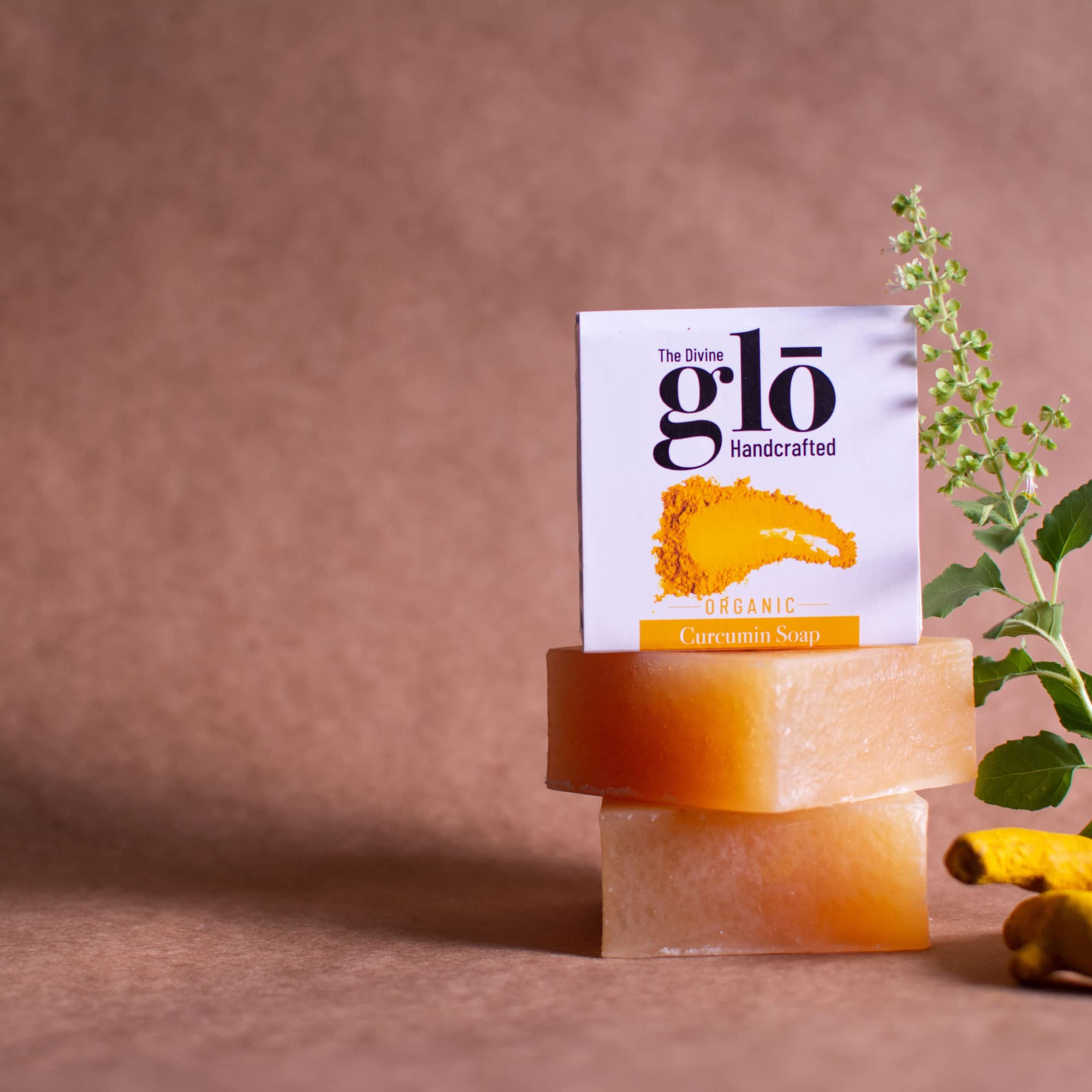 Organic Turmeric & Curcumin Handmade Soap by The Divine Foods - 200g (2 x 100g Bars) - Natural Skincare for Acne, Eczema & Glowing Skin
