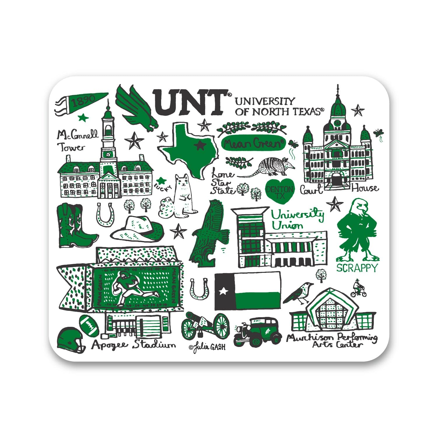 University of North Texas Standard/Mascot Mouse Pad - Non-Slip Fabric Gaming & Office Desk Mat for Computers, Laptops - Perfect for UNT Alumni, Students & Fans