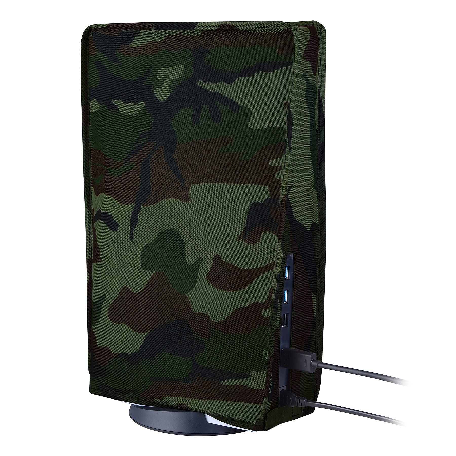 PlayVital Nylon Dust Cover for PS5 Console - Soft Anti-Scratch Waterproof Protective Sleeve for PS5 Digital & Disc Edition (Forest Camouflage) | Perfect for Gaming Setup Protection & Travel Storage