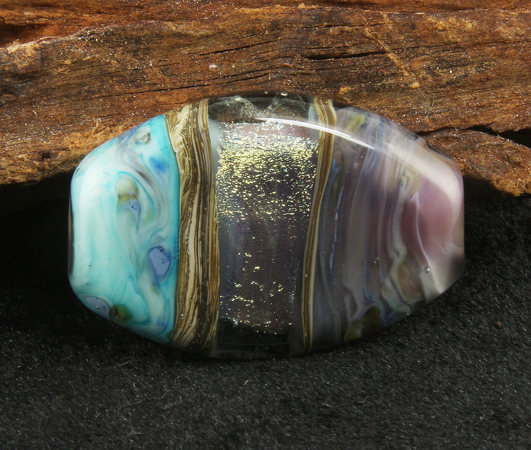 Aqua Purple Dichroic Glass Lampwork Focal Bead for Jewelry Making - Handmade SRA Bead for Necklaces, Bracelets & DIY Crafts - Perfect for Artisan Jewelry Designers & Beading Enthusiasts