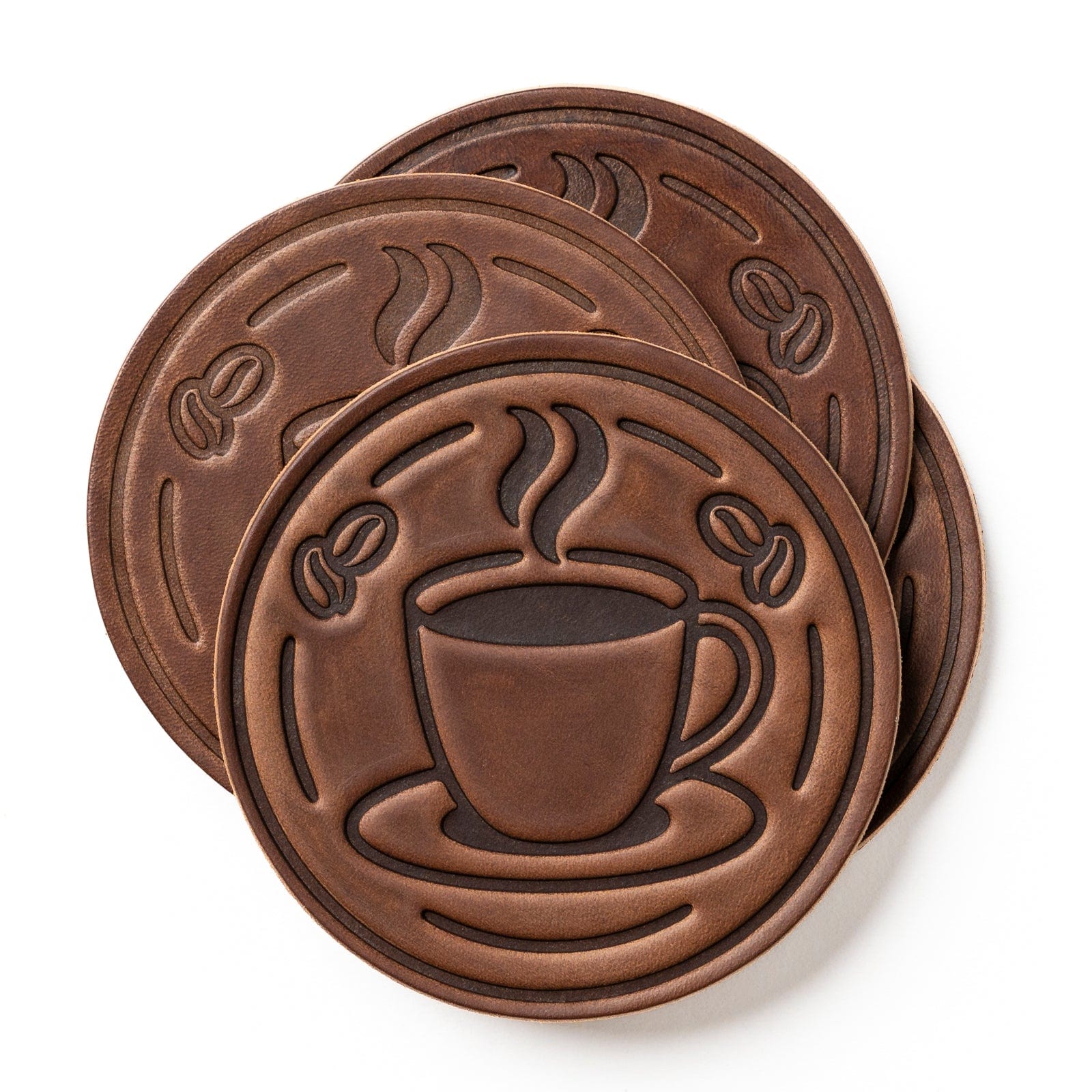 Premium Leather Coasters Set of 4 - Absorbent Drink Pads for Coffee, Tea & Wine - Elegant Home & Office Bar Accessories
