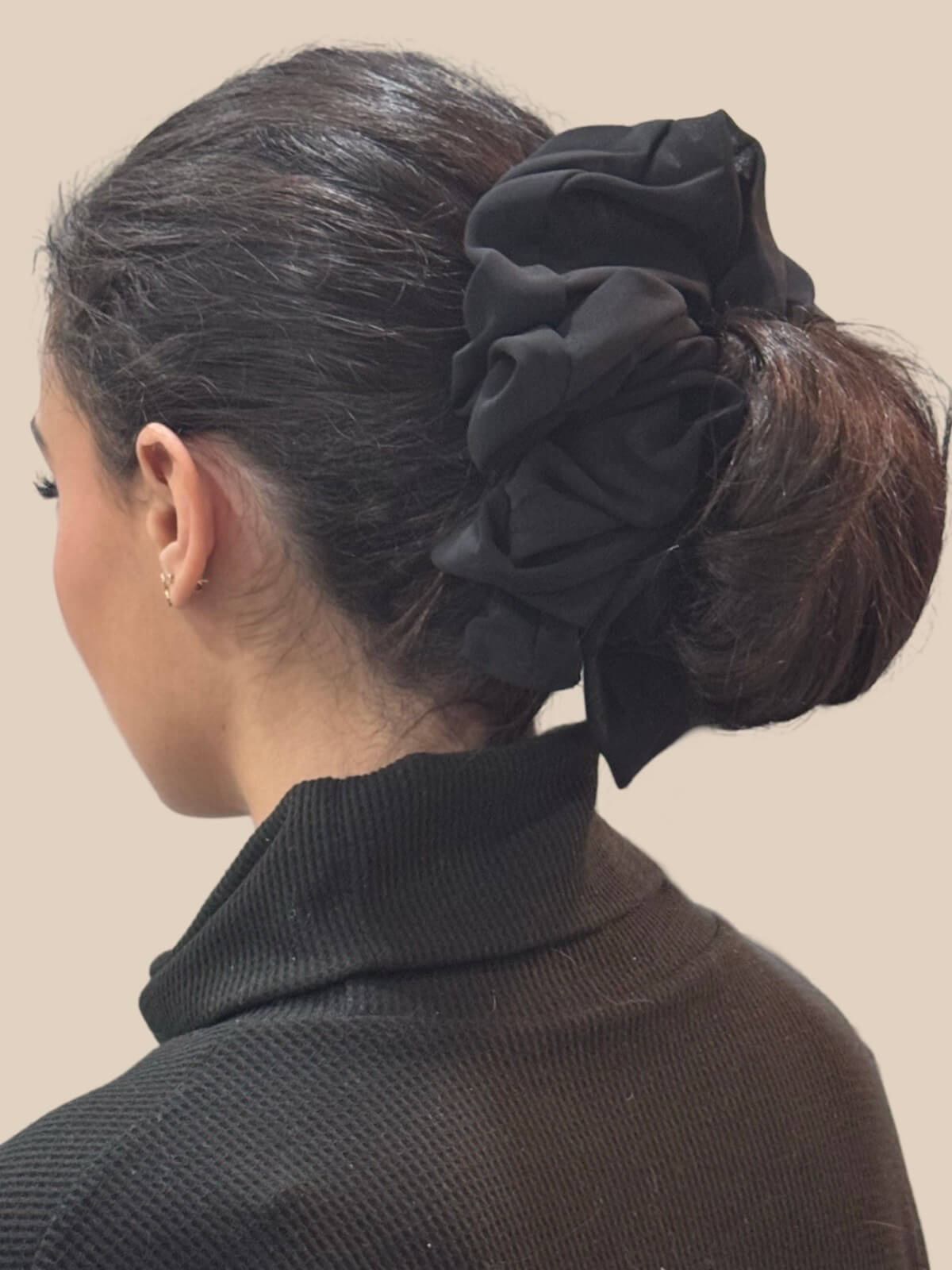 Black Chiffon Hijab Scrunchie - Soft Muslim Headband for Women - Perfect for Daily Wear, Prayer, and Special Occasions