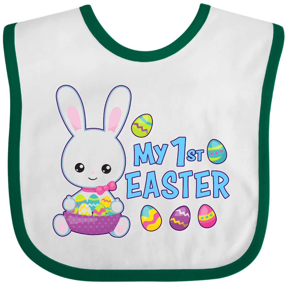 My 1st Easter with Bunny and Easter Basket Baby Bib - Adorable Easter Outfit for Babies - Perfect for Easter Photos, Family Gatherings & Holiday Celebrations