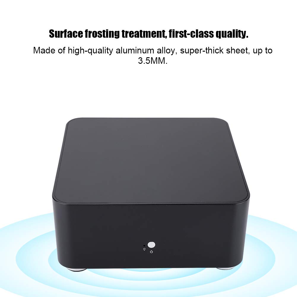 Compact Mini ITX Computer Case - Aluminum Alloy Chassis for ITX Motherboard (170x170mm) - Black with USB 2.0 - Perfect for Home Office, Gaming & HTPC Builds