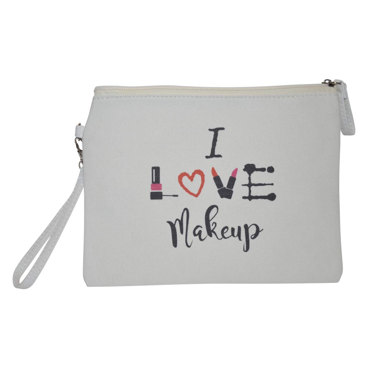 Funny Cosmetic Bag with Sayings - Large Makeup Bag for Women - Cute Travel Storage Pouch with Inspirational Quotes - Perfect Gift for Her (I Love Makeup) - Ideal for Travel, Gym & Everyday Use