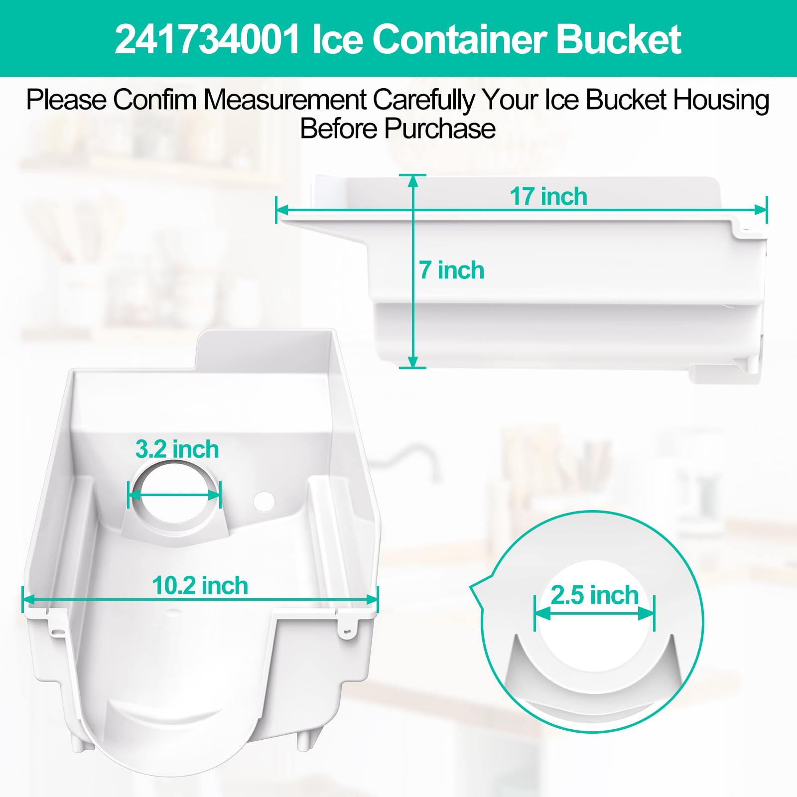 Upgraded Refrigerator Ice Bucket Replacement - Compatible with Frigidaire Ice Maker Models 218815300, AP3967741, FFHS2611LWF, FFHS2611LS1, FGUS2642LF0 - Durable Ice Bin Housing for Smooth Ice Dispensing - Perfect for Home Kitchen, Office Breakroom, and Commercial Use